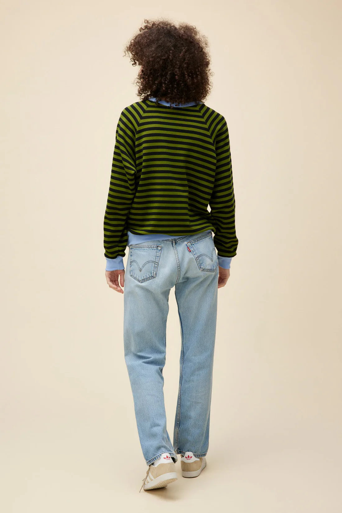 Daydreamer Stripe Vintage Sweatshirt in olive green-back