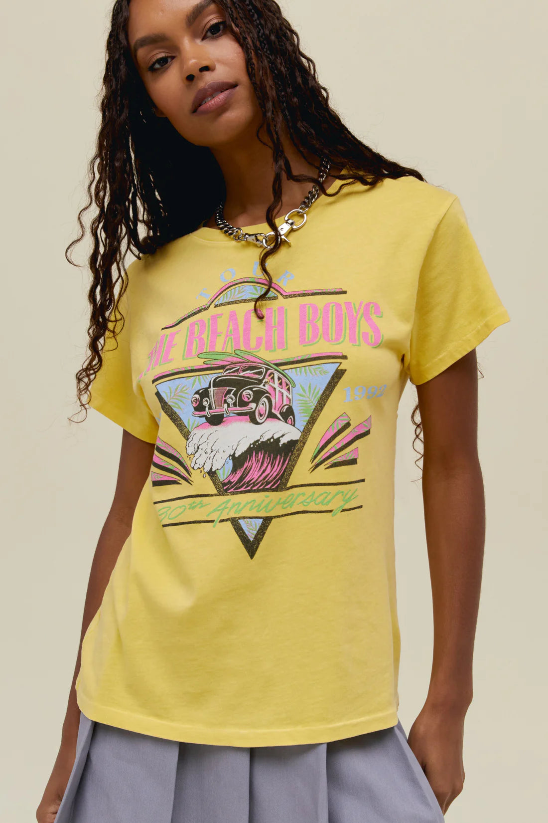 daydreamer the beach boys 30th anniversary tour tee in yellow bloom-front view