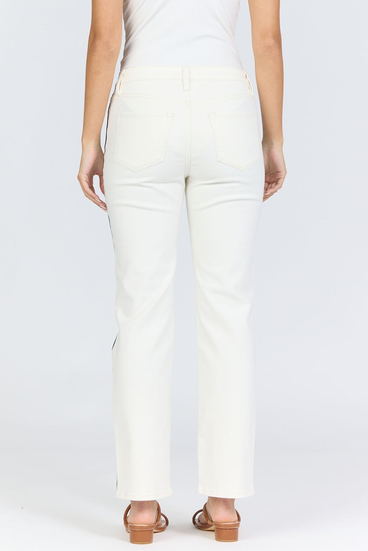 Dear John Anika High-Rise Side Piping Straight Leg Jean in Cookies and Cream