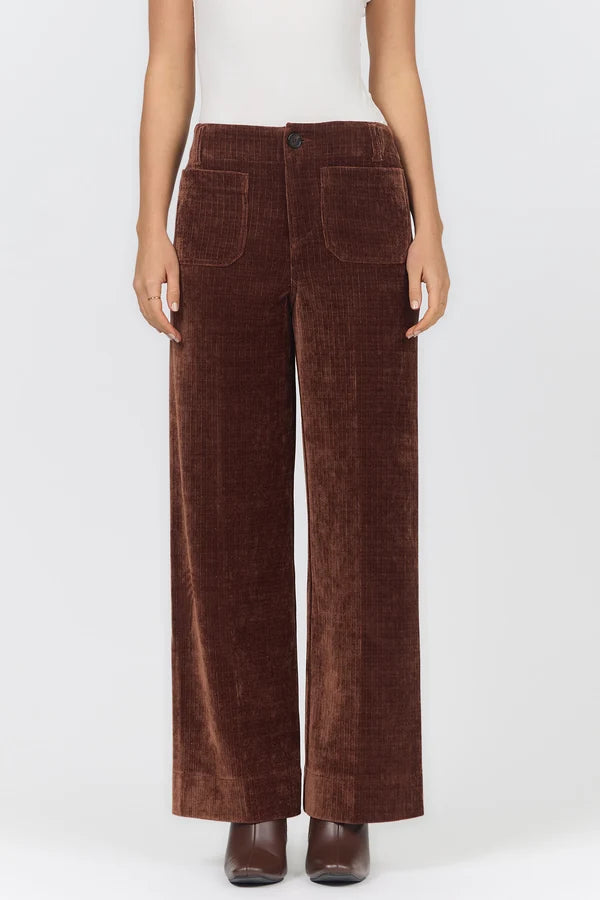 Dear John Denim Audrey High Rise Wide Leg Pant shaved chocolate 