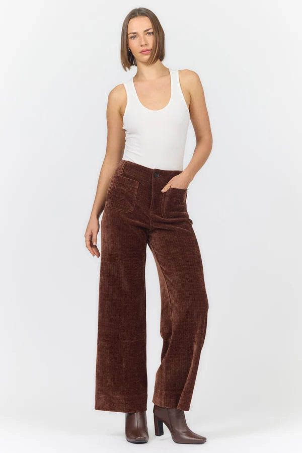 Dear John Denim Audrey High Rise Wide Leg Pant shaved chocolate 