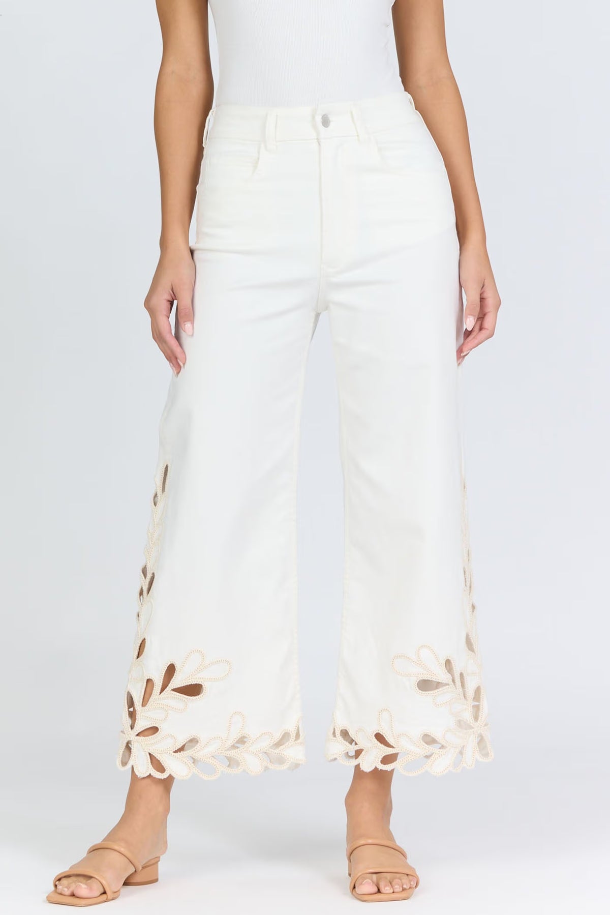 Dear John Denim Audrey Scallop Hem Embroidered Crop Jean  bayadera lace