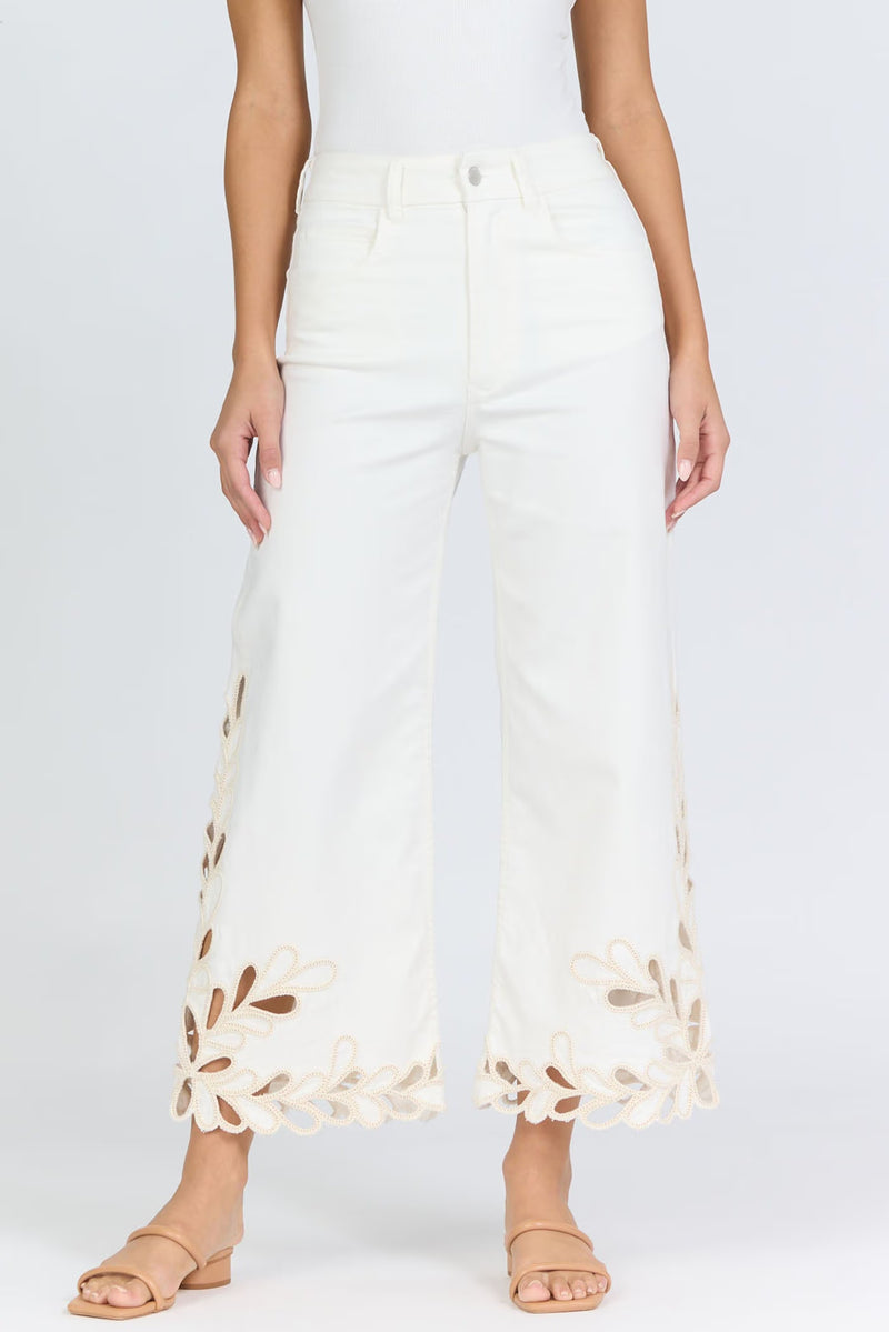 Dear John Denim Audrey Scallop Hem Embroidered Crop Jean  bayadera lace