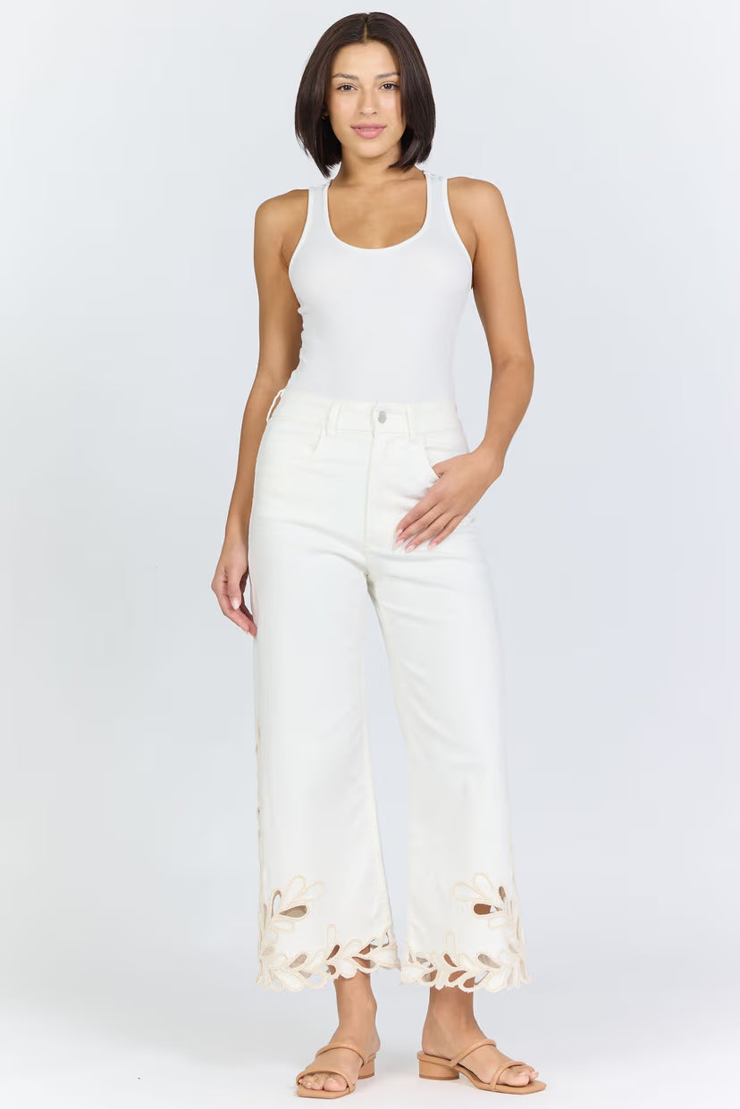 Dear John Denim Audrey Scallop Hem Embroidered Crop Jean  bayadera lace