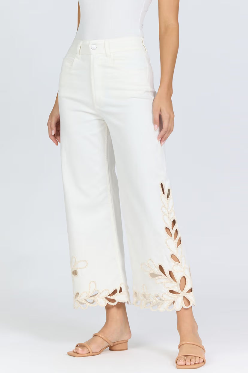 Dear John Denim Audrey Scallop Hem Embroidered Crop Jean  bayadera lace