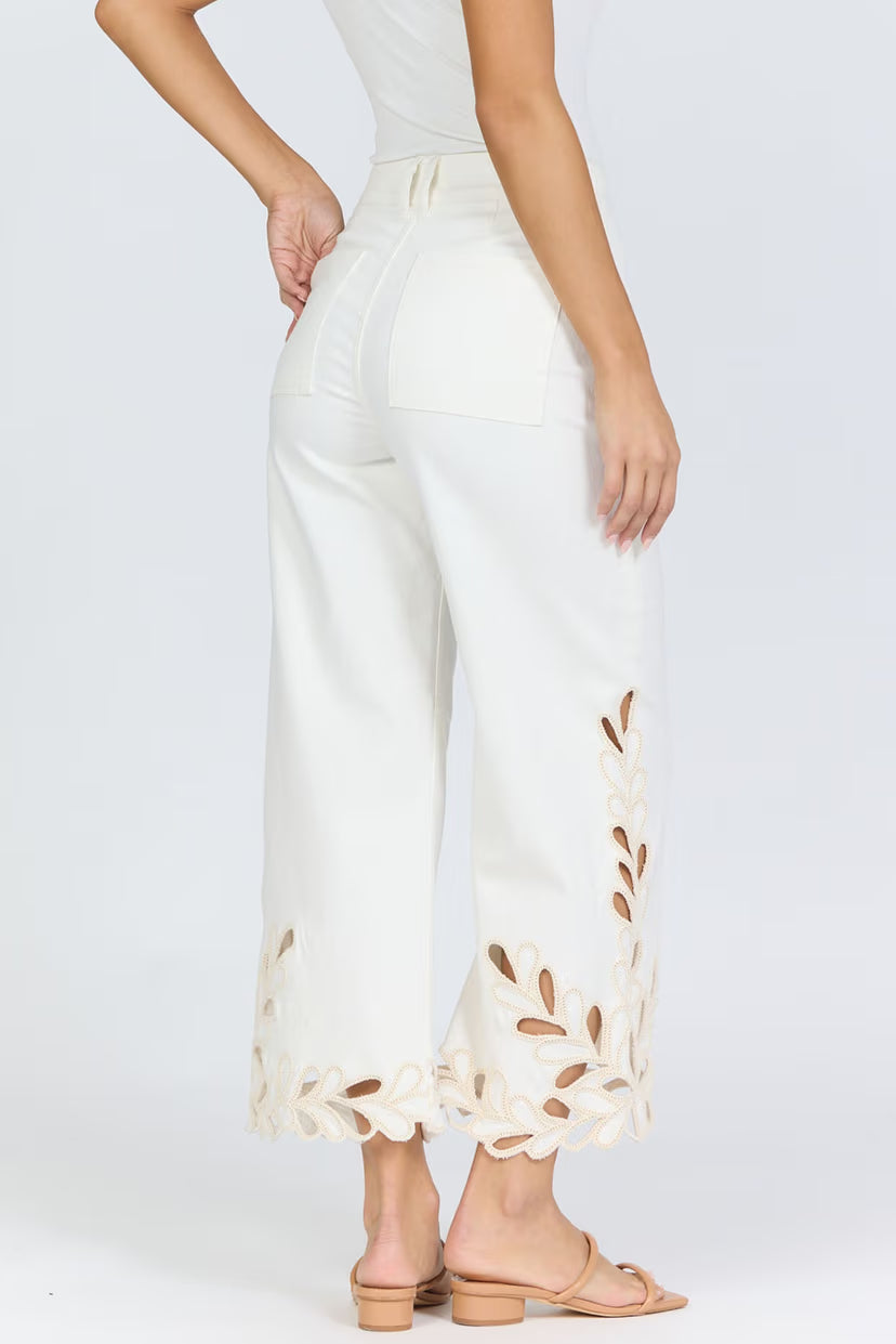 Dear John Denim Audrey Scallop Hem Embroidered Crop Jean  bayadera lace