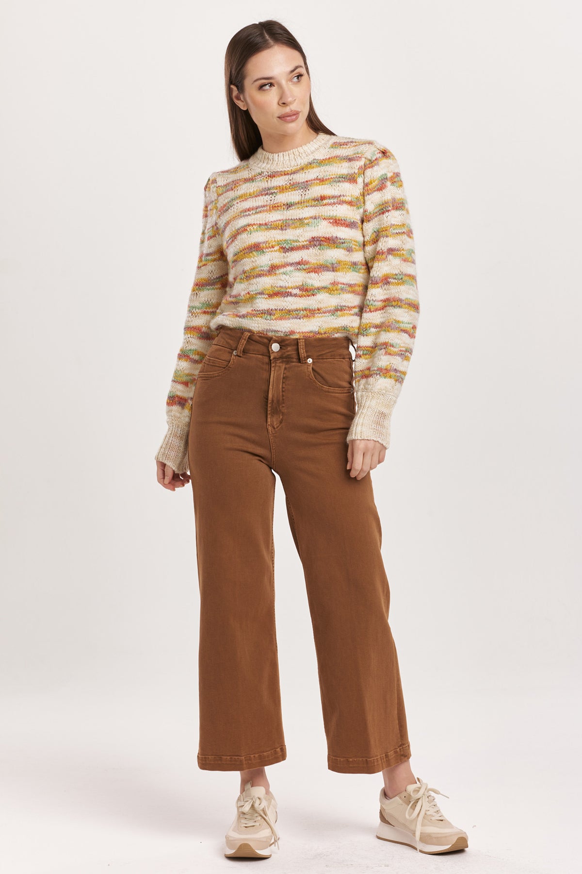 Dear John Audrey Super High-Rise Cropped Wide Leg Color Jeans in Burnt Sienna