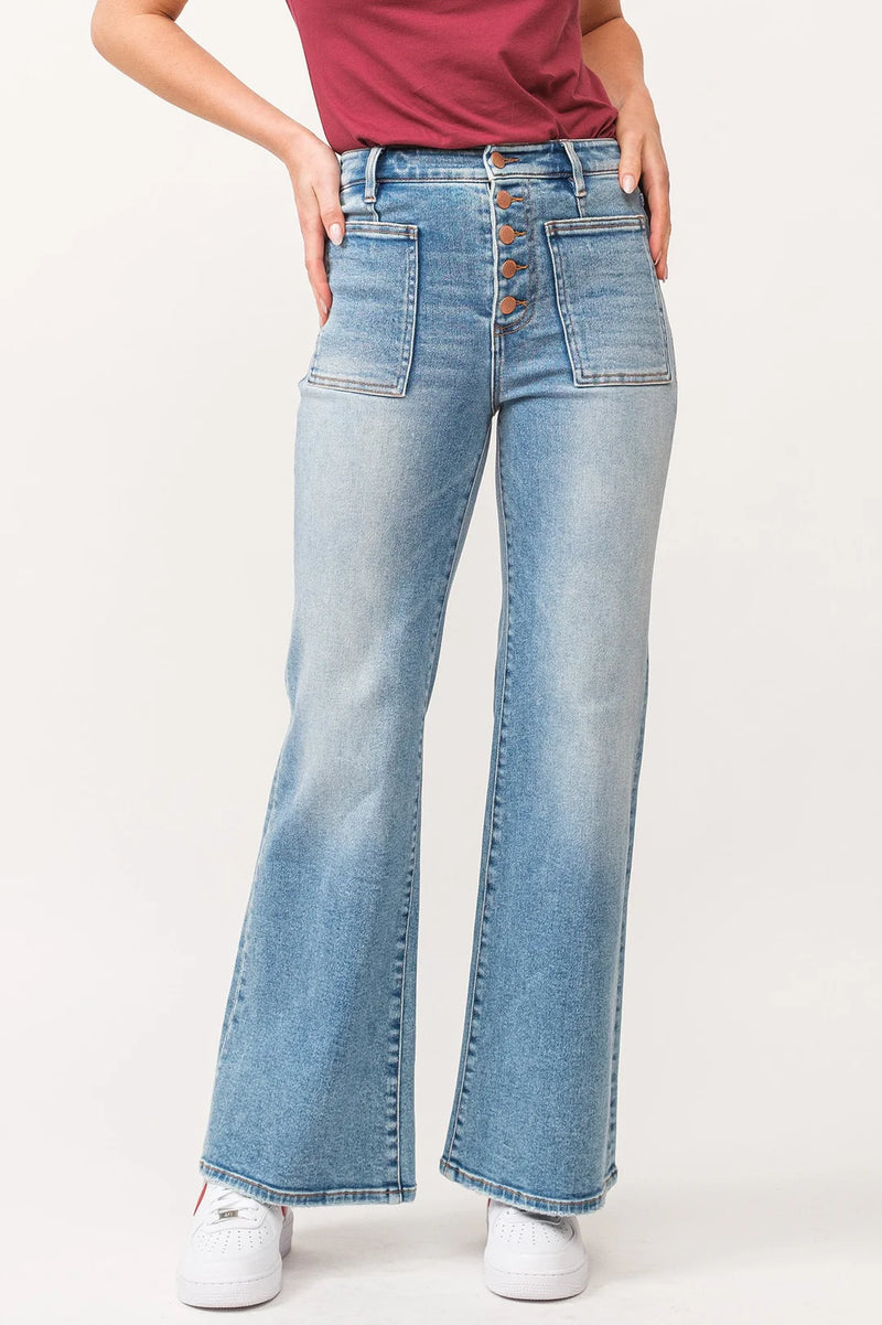 dear john denim Fiona High Rise Wide Leg Jeans in ardmore-front