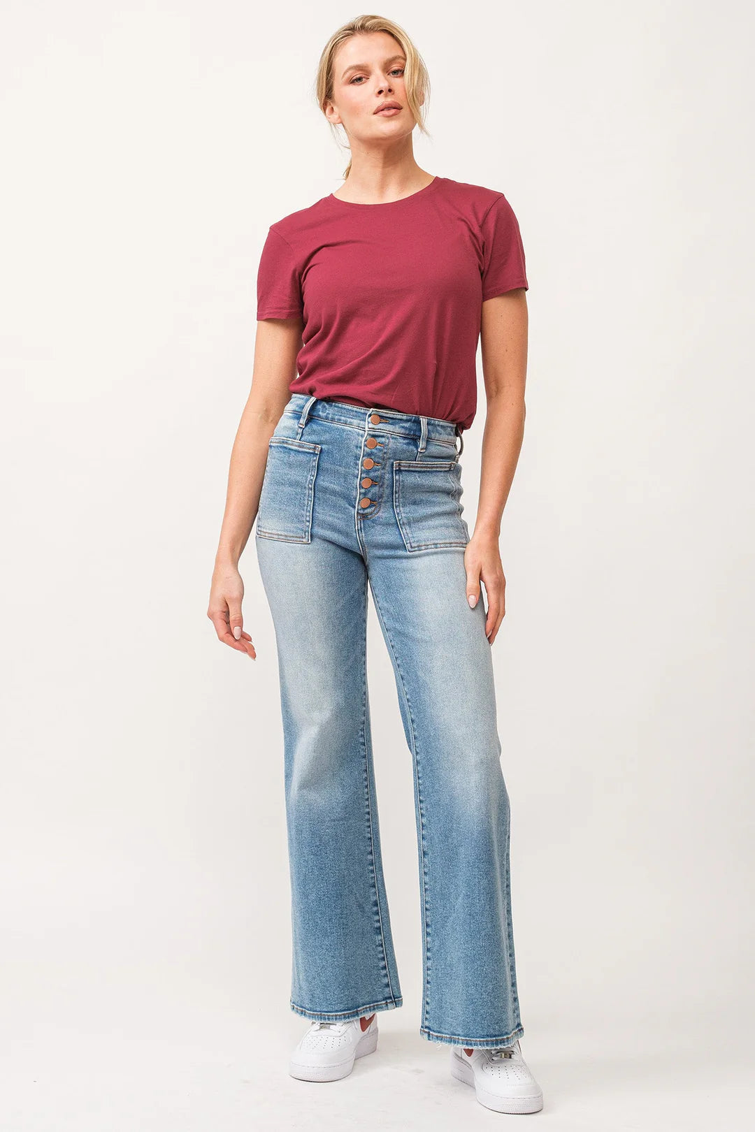 dear john denim Fiona High Rise Wide Leg Jeans in ardmore-front