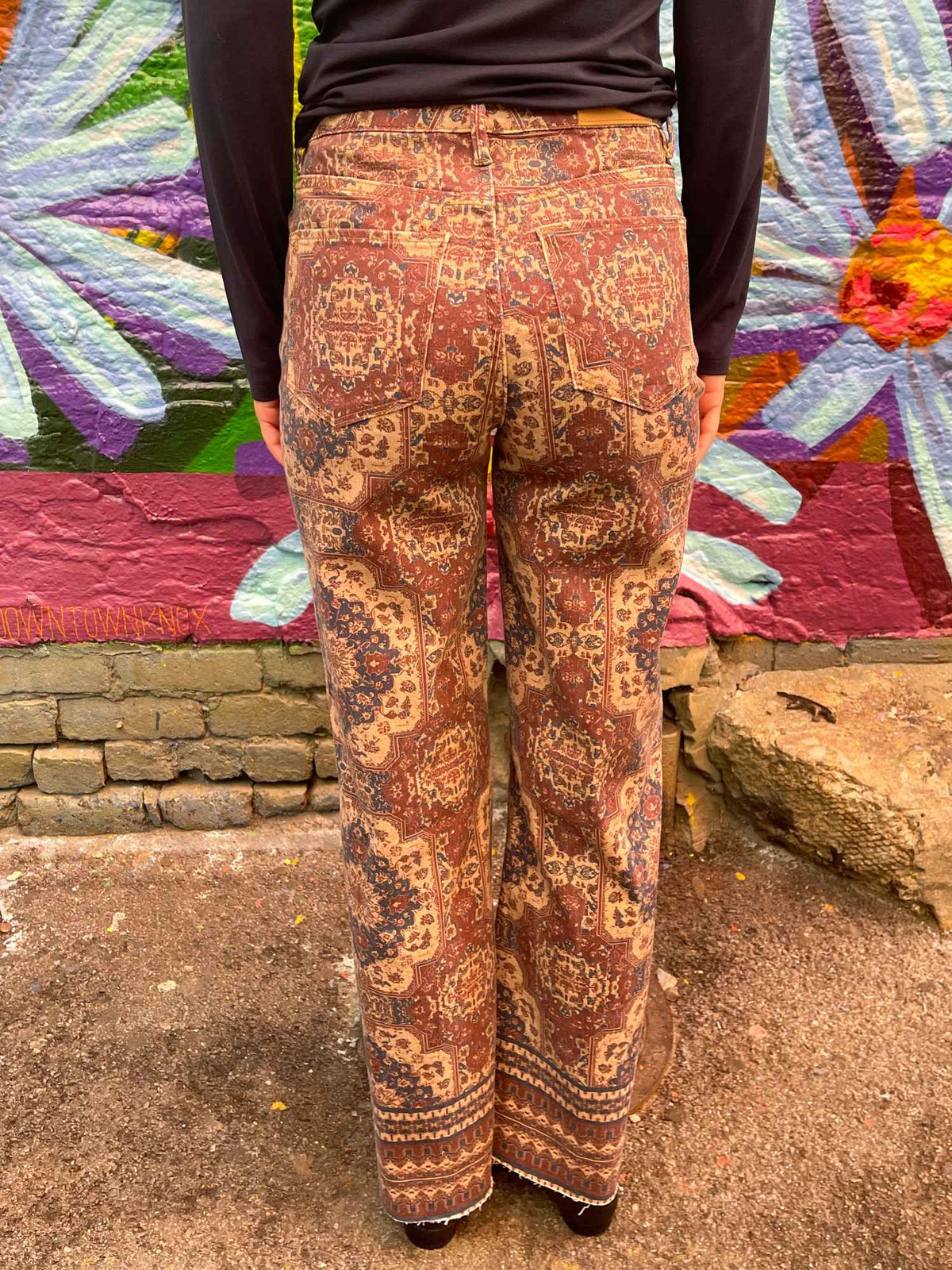 Dear John Denim Fiona High Rise Printed Wide Leg Jean Persian Tapestry