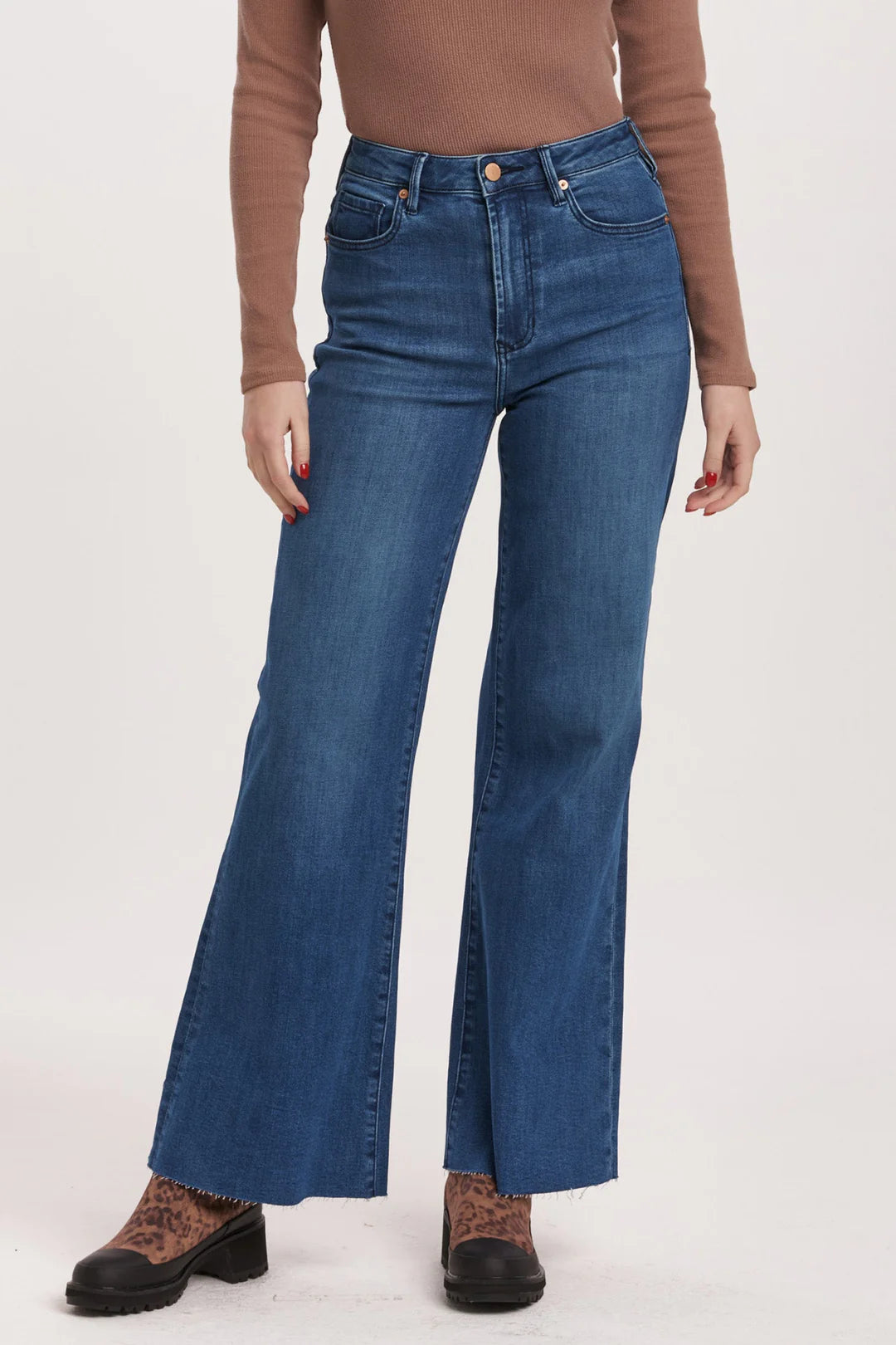 Dear John Fiona High Rise Wide Leg Jeans in violet blue-front