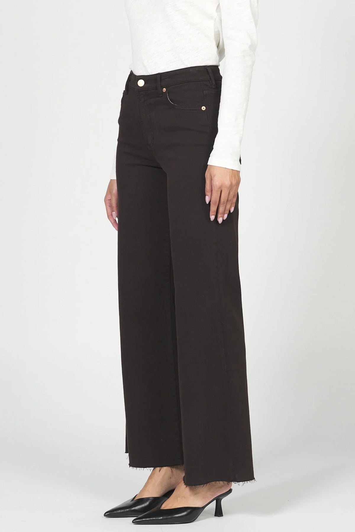 Dear John Denim Fiona Cut Hem Wide Leg Jean  chocolate torte