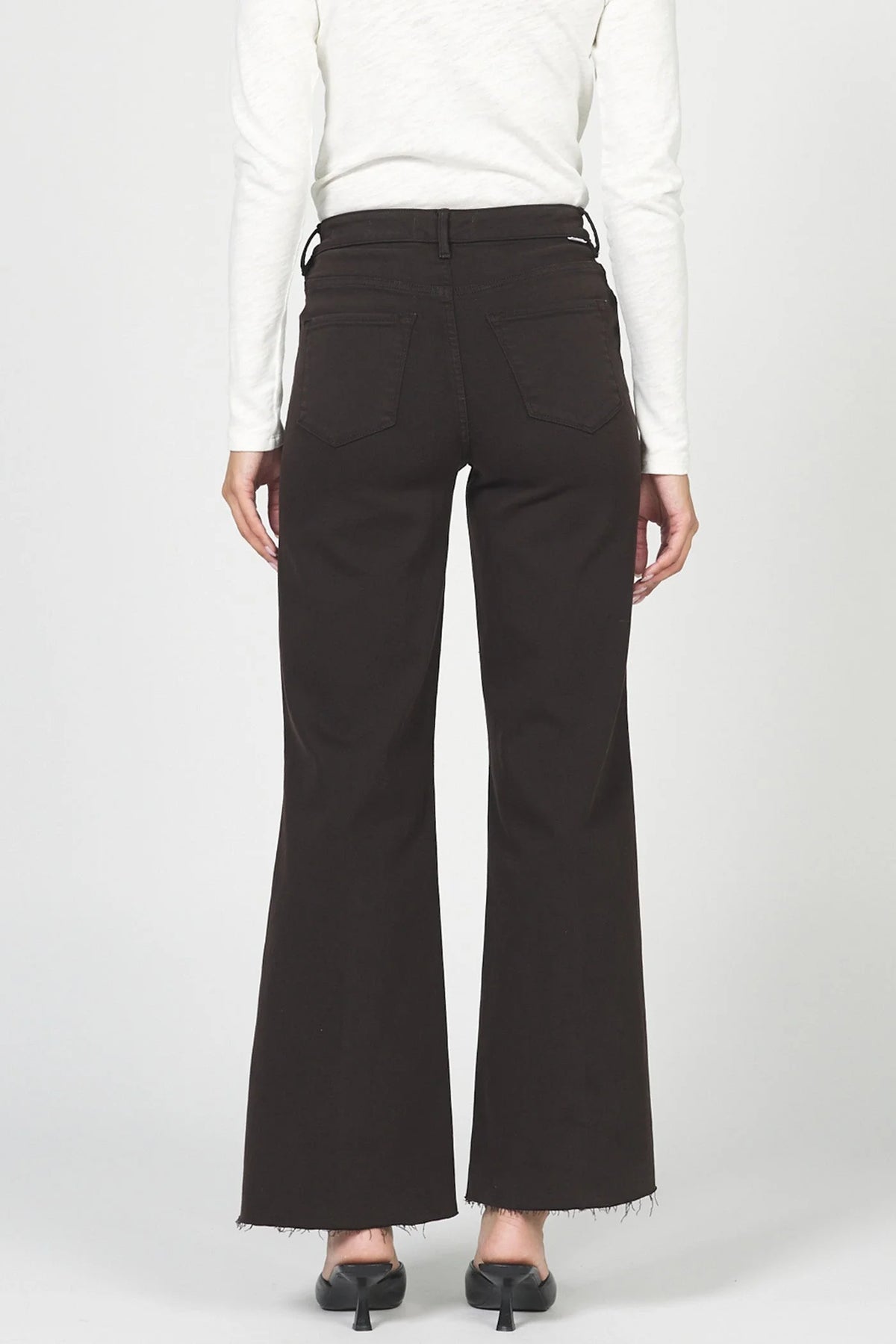 Dear John Denim Fiona Cut Hem Wide Leg Jean  chocolate torte