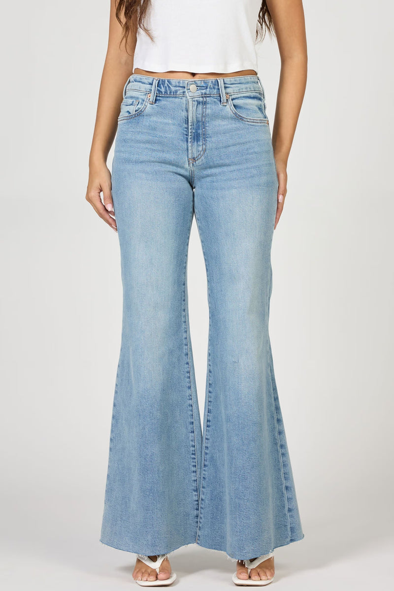 Dear John Denim Hendrix High Rise Raw Hem Flare Jean  hillcress