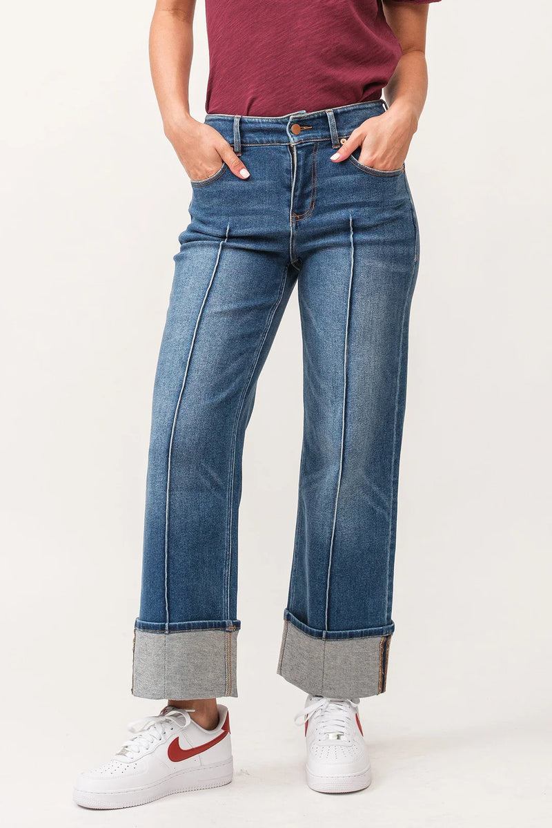 dear john denim Holly High Rise  Cuffed Hem Straight Jeans in provance-front