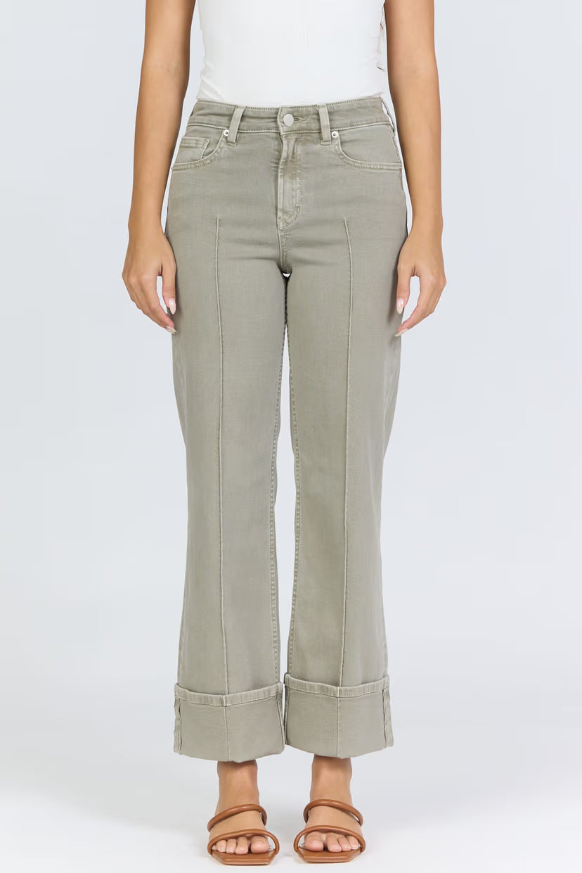 Dear John Denim Holly High Rise Cuffed Hem Straight Leg Jean  vetiver 