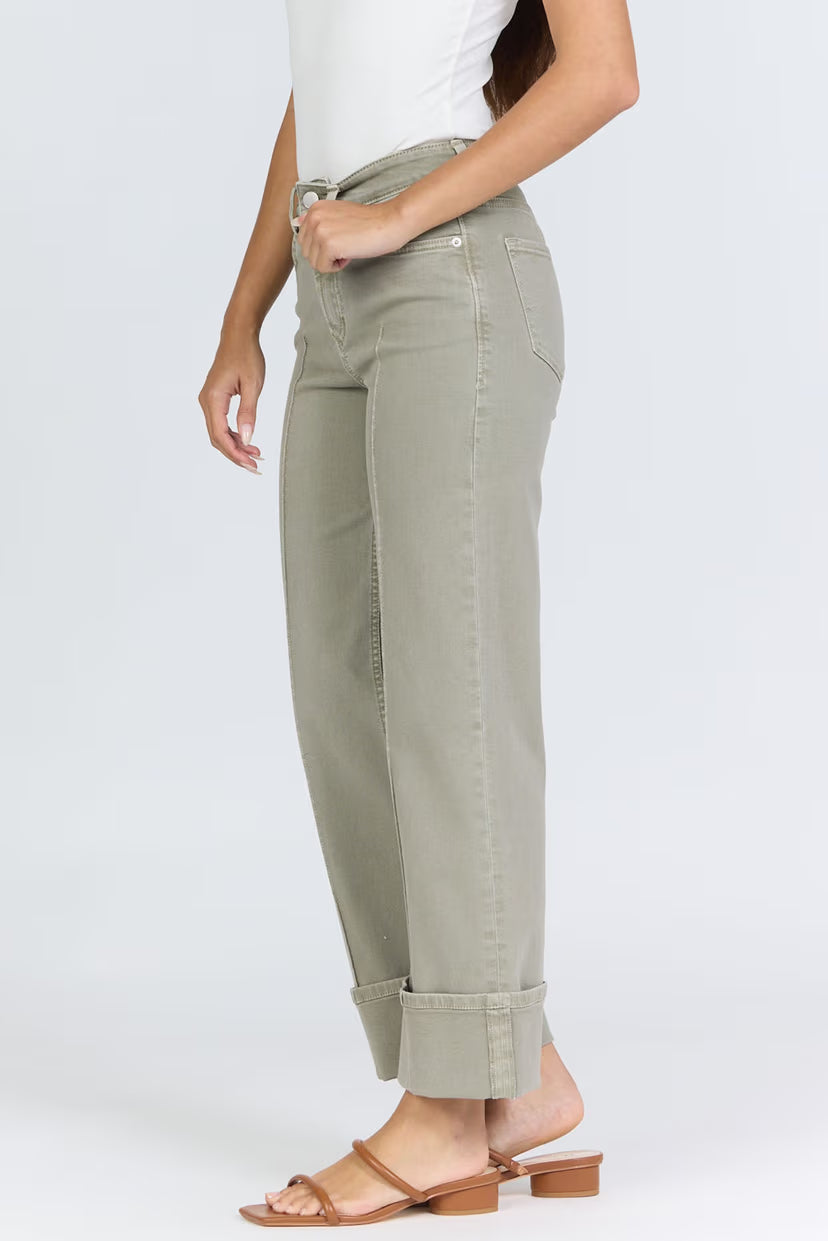 Dear John Denim Holly High Rise Cuffed Hem Straight Leg Jean  vetiver 