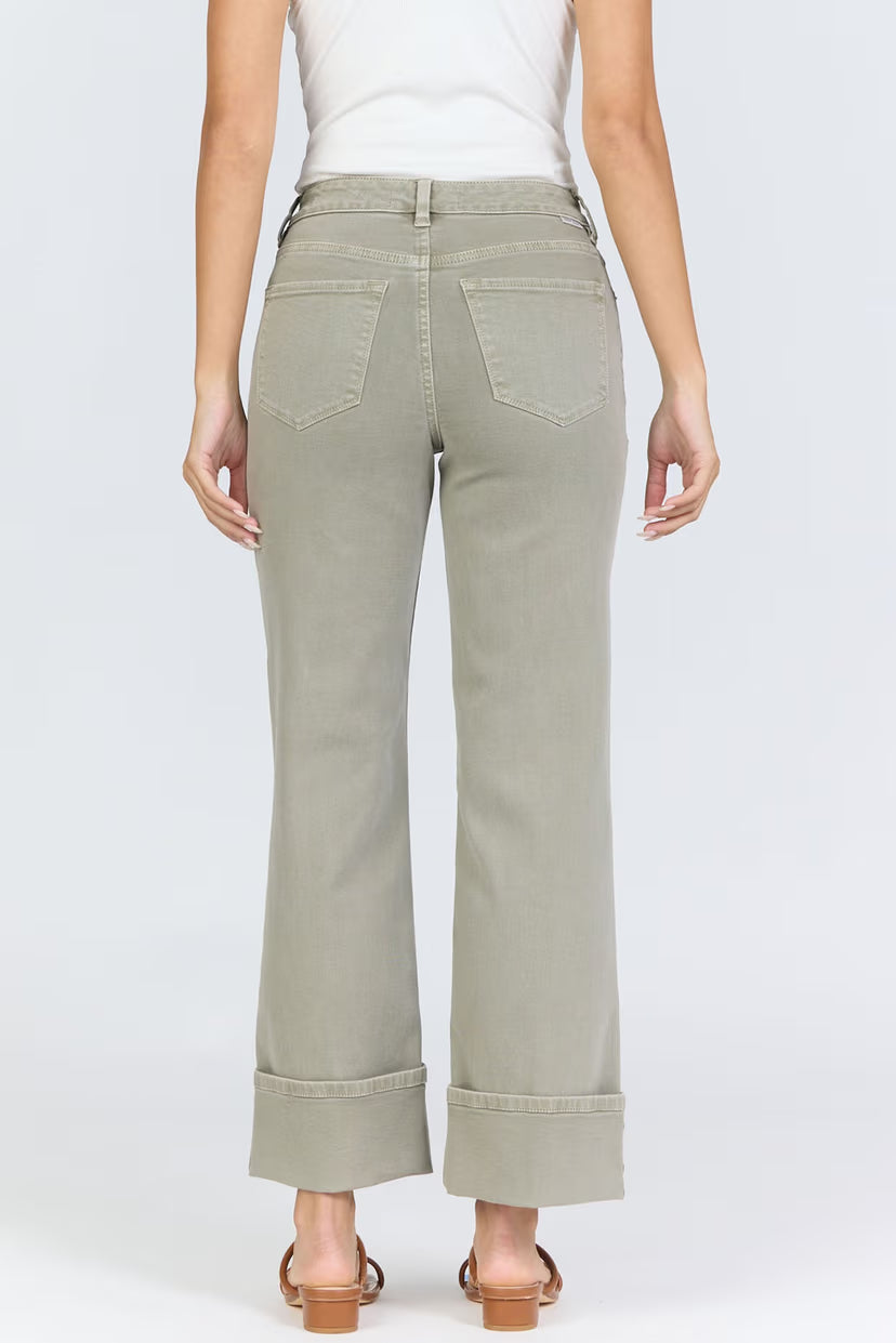 Dear John Denim Holly High Rise Cuffed Hem Straight Leg Jean  vetiver 