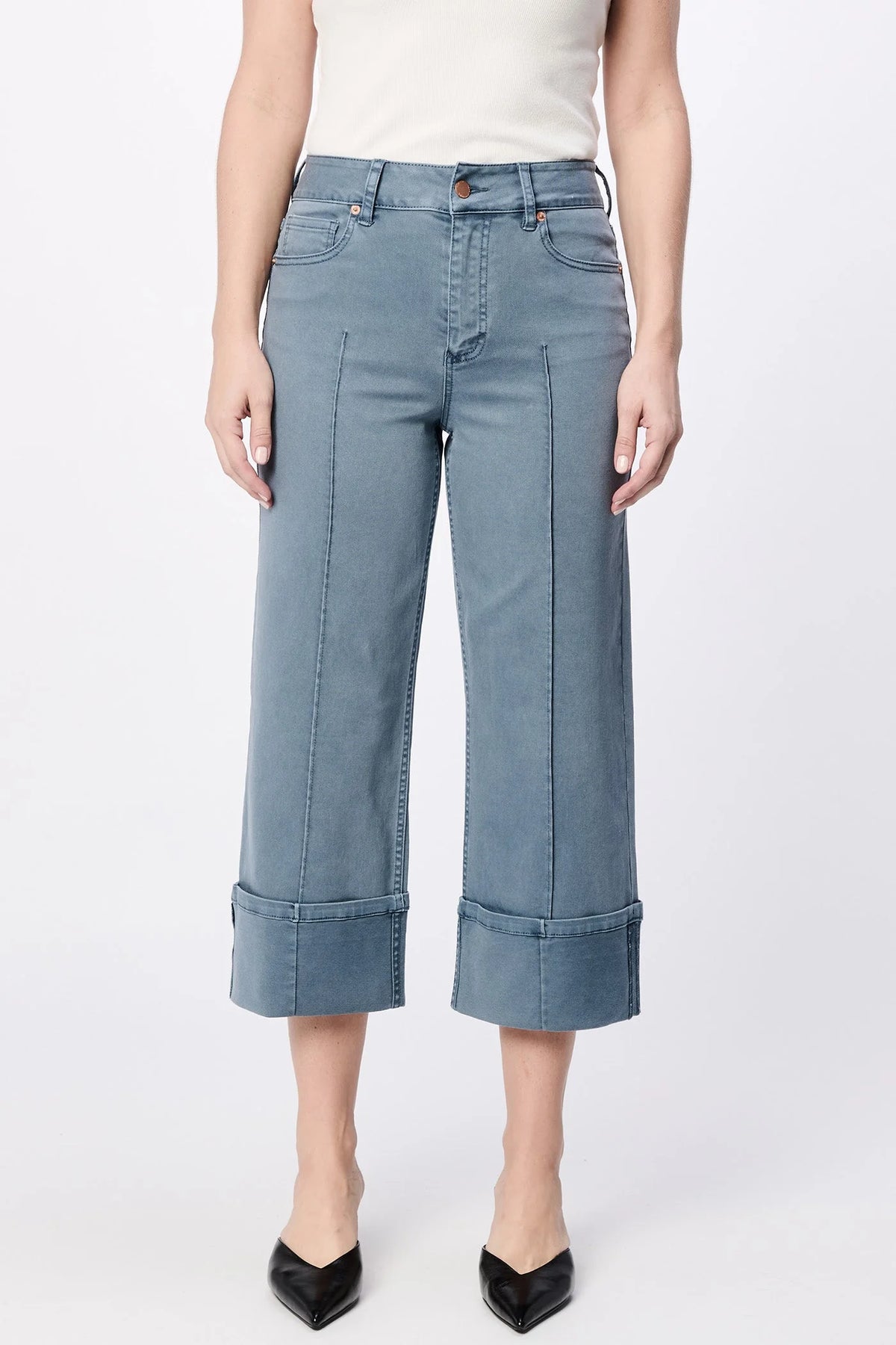 Dear John Denim Holly High Rise Cuffed Hem Straight Leg Jeans  in story weather