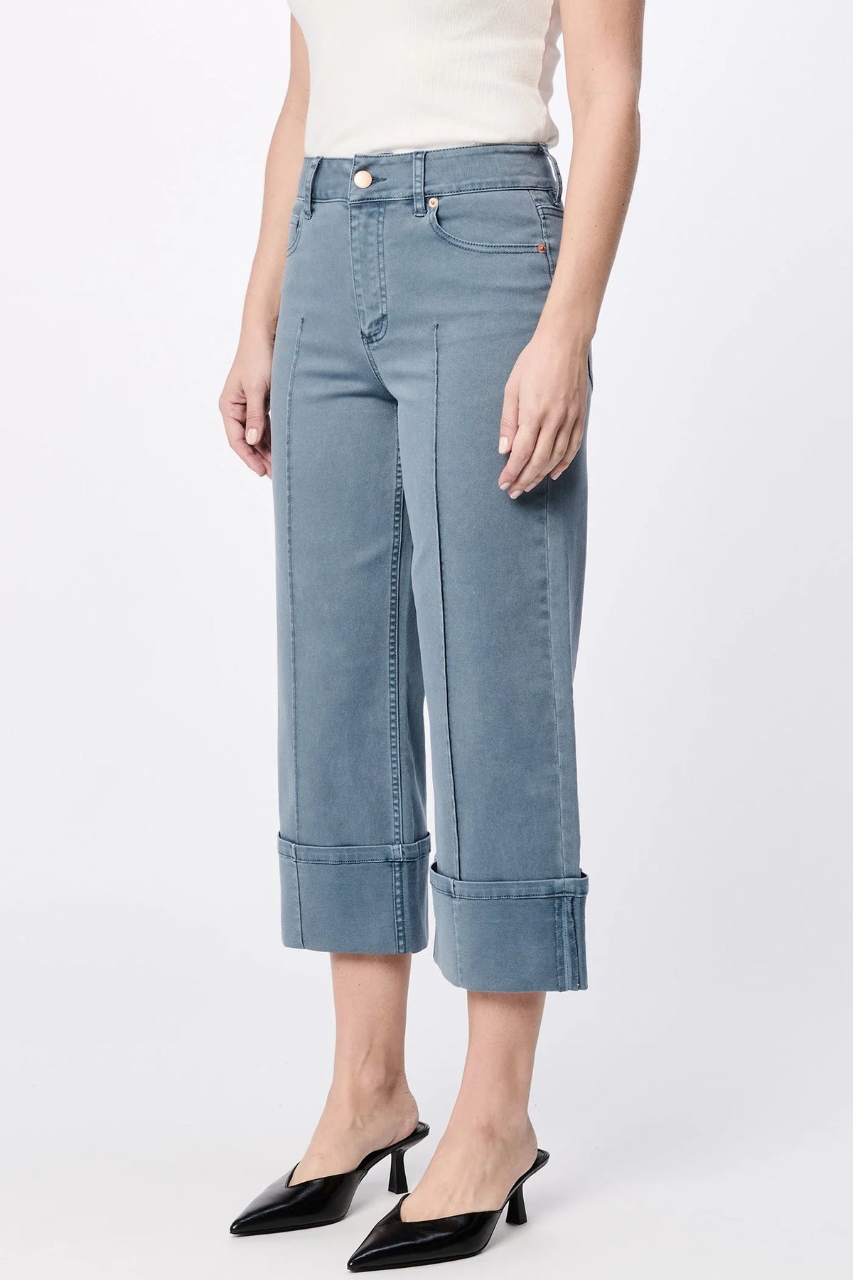 Dear John Denim Holly High Rise Cuffed Hem Straight Leg Jeans  in stormy weather
