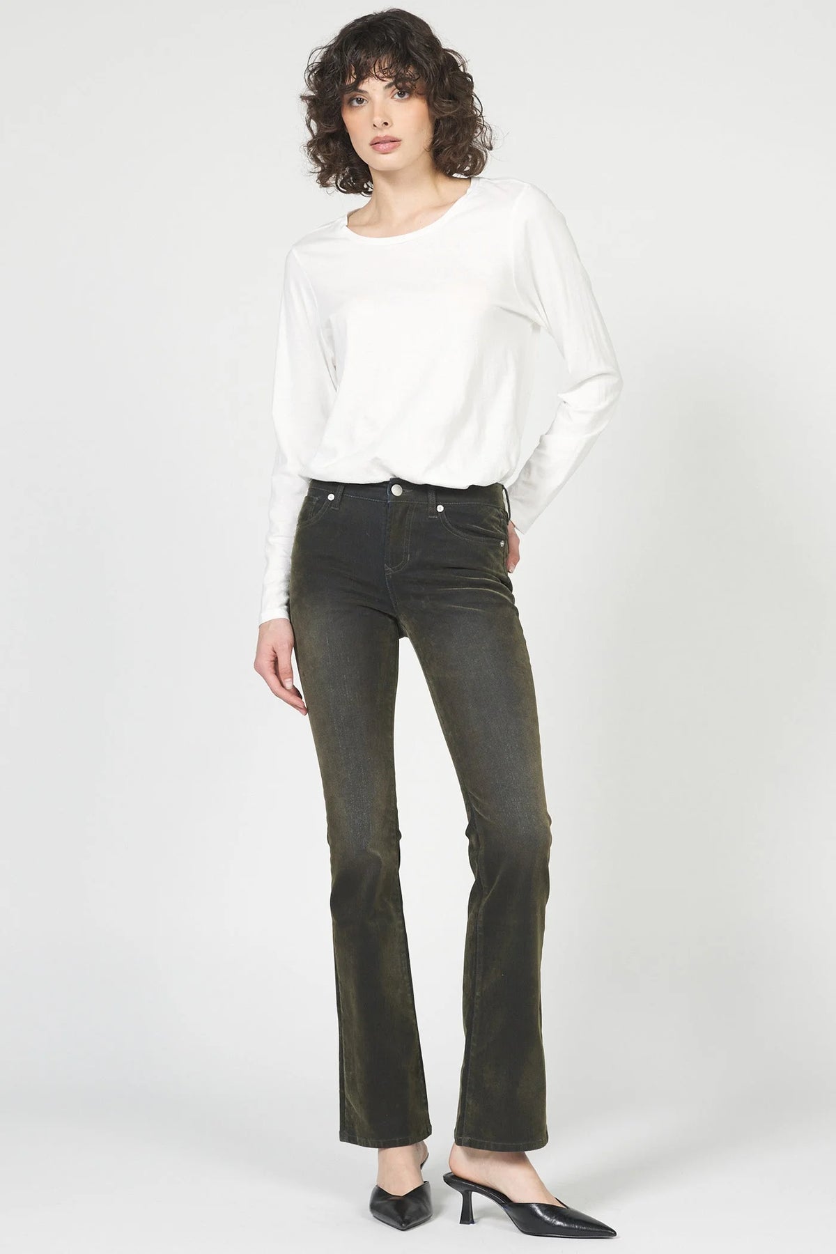 Dear John Denim Jaxtyn Clean Hem Bootcut Jean  olive