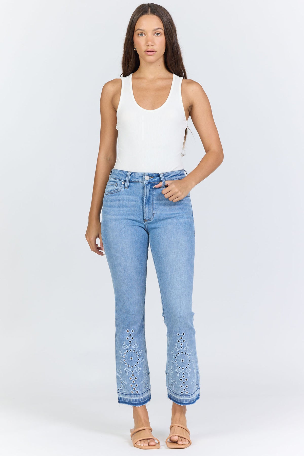 Dear John Denim Jeanne Embroidered Flare Jean blume 