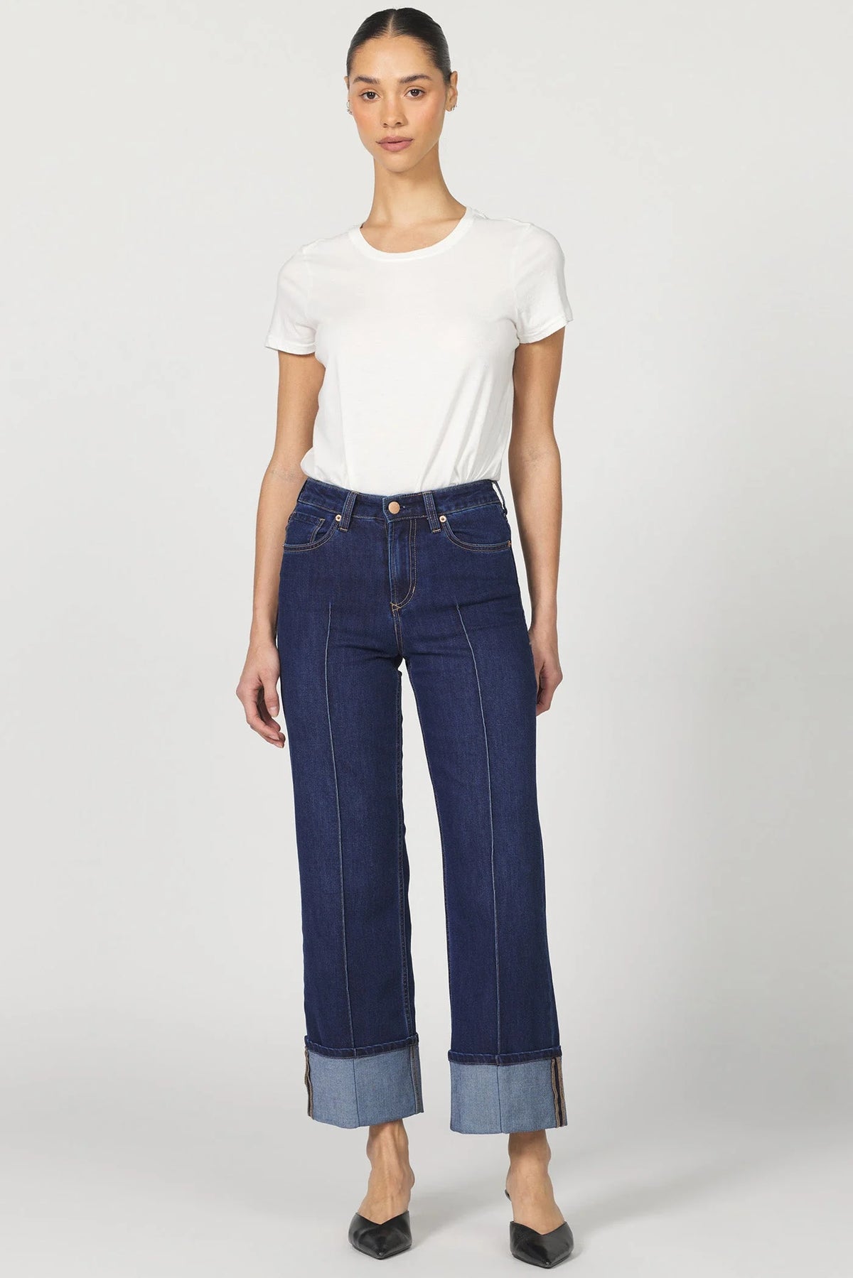 Dear John Denim Holly High-Rise Cuffed Hem Straight Leg Jeans Star Demand