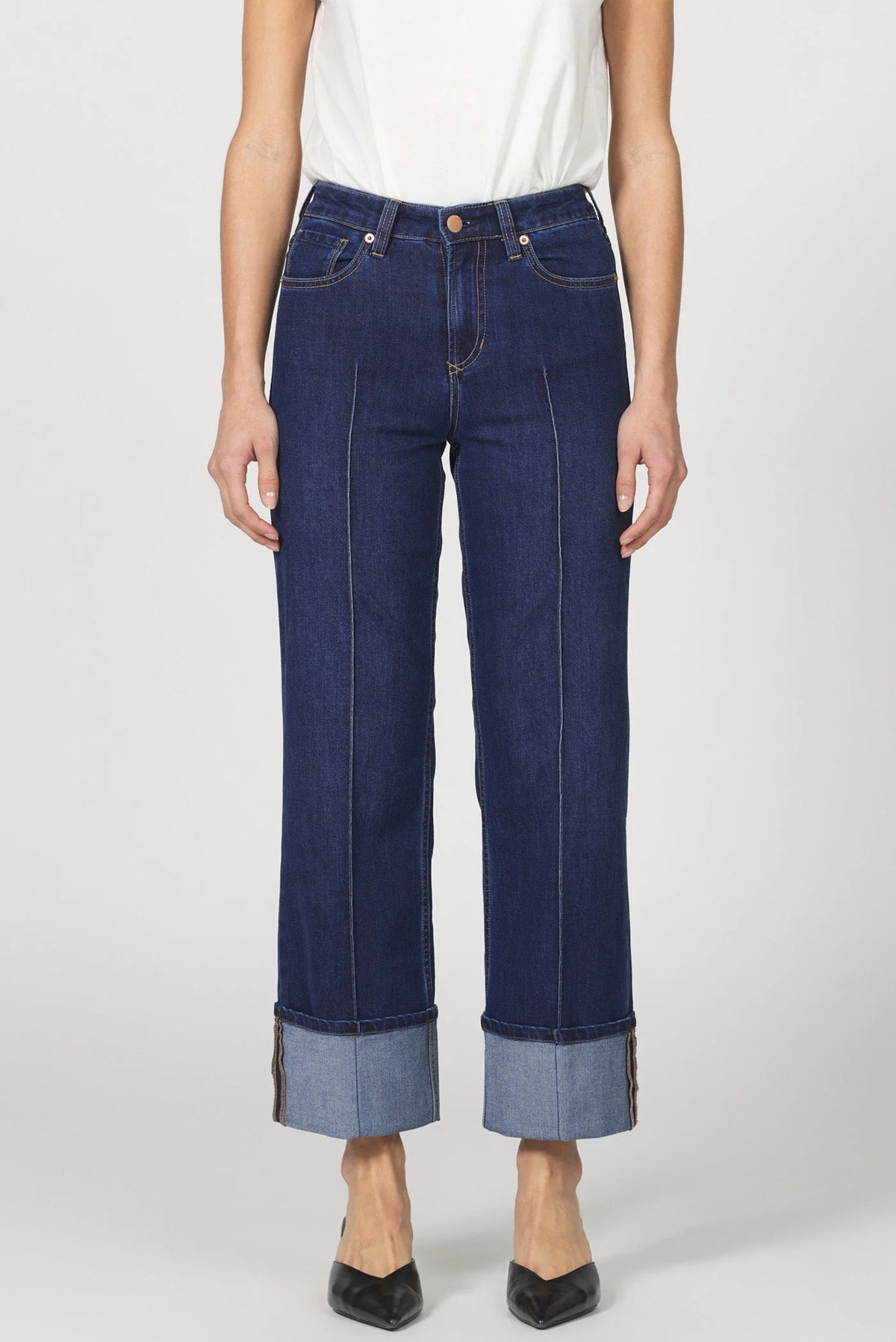Dear John Denim Holly High-Rise Cuffed Hem Straight Leg Jeans Star Demand