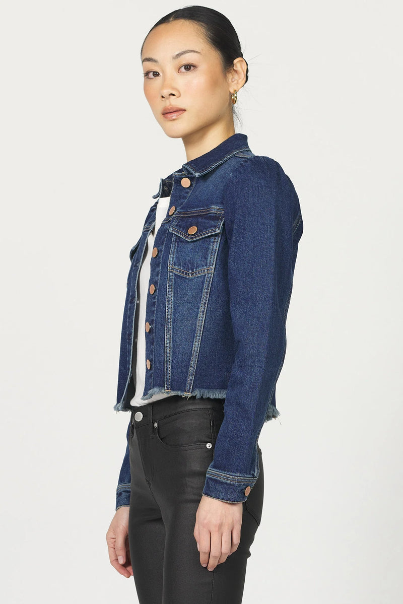 Dear John Denim Roselyn Puff Sleeve Fray Hem Denim Jacket Denali