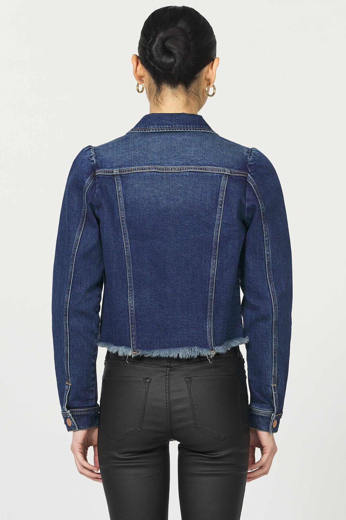 Dear John Denim Roselyn Puff Sleeve Fray Hem Denim Jacket Denali