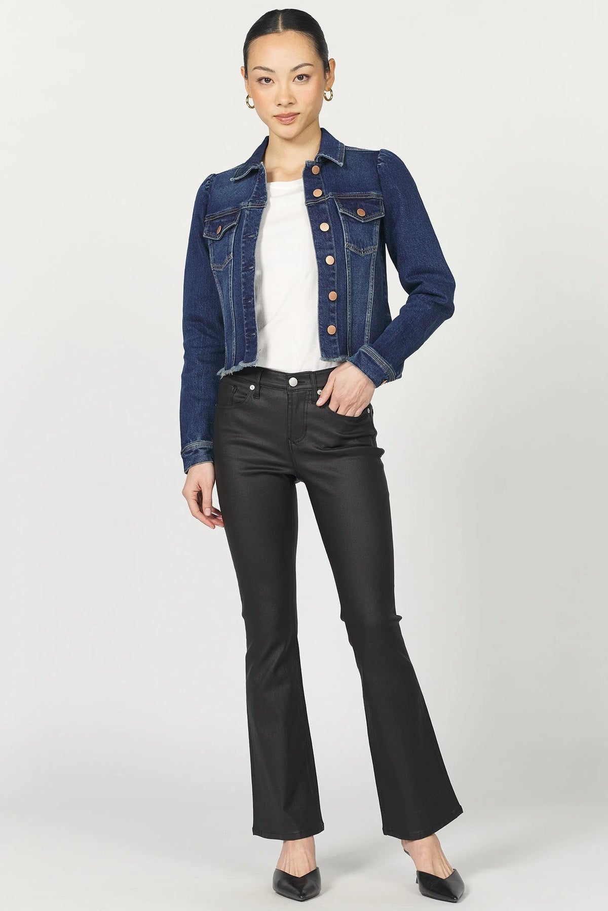 Dear John Denim Roselyn Puff Sleeve Fray Hem Denim Jacket Denali