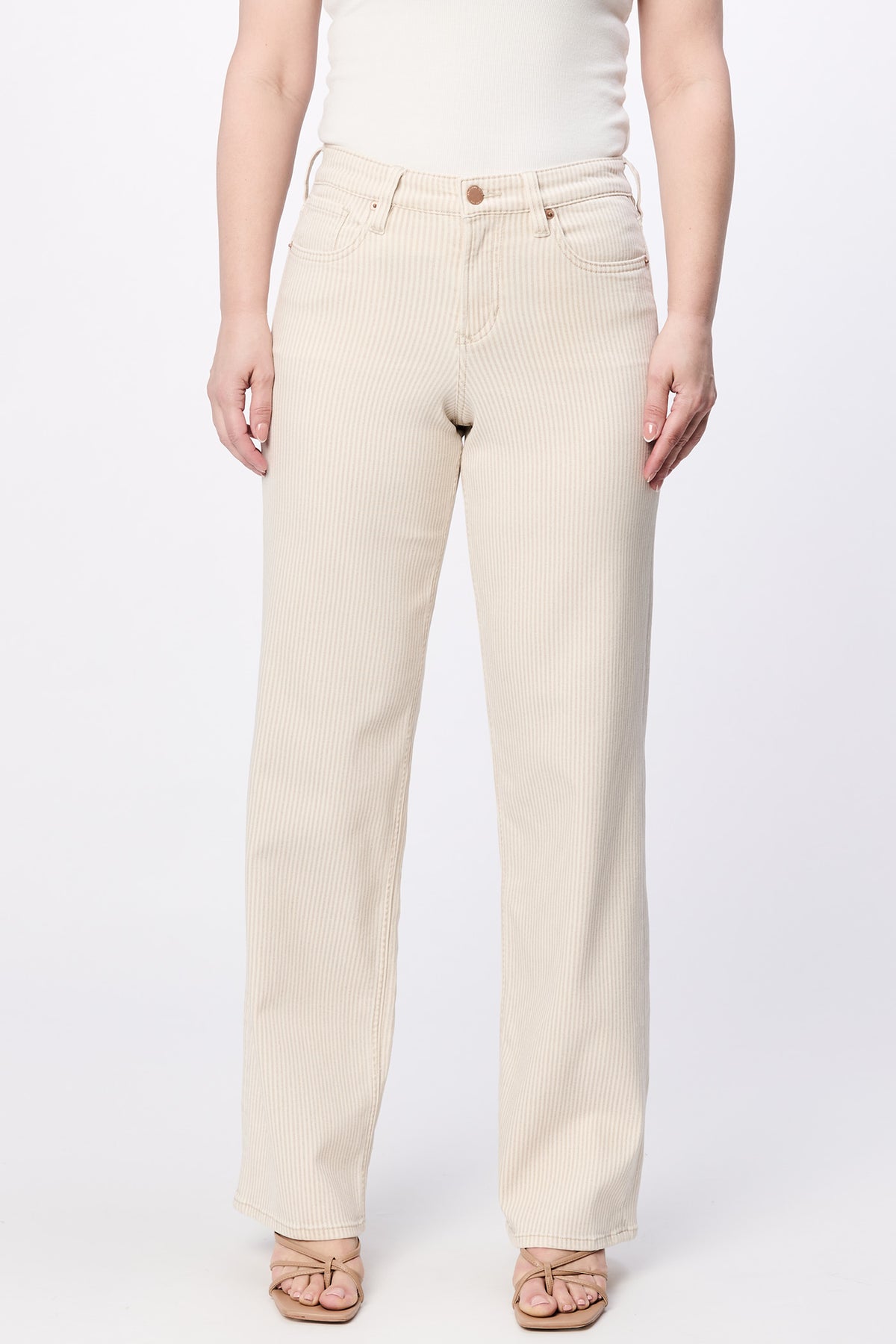 Dear John Taylor Mid-Rise Novelty Straight Leg Jean in Sand Stripe