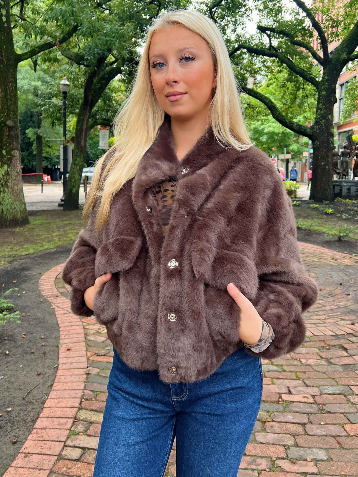 Badet Faux Fur Bomber Jacket Chocolate