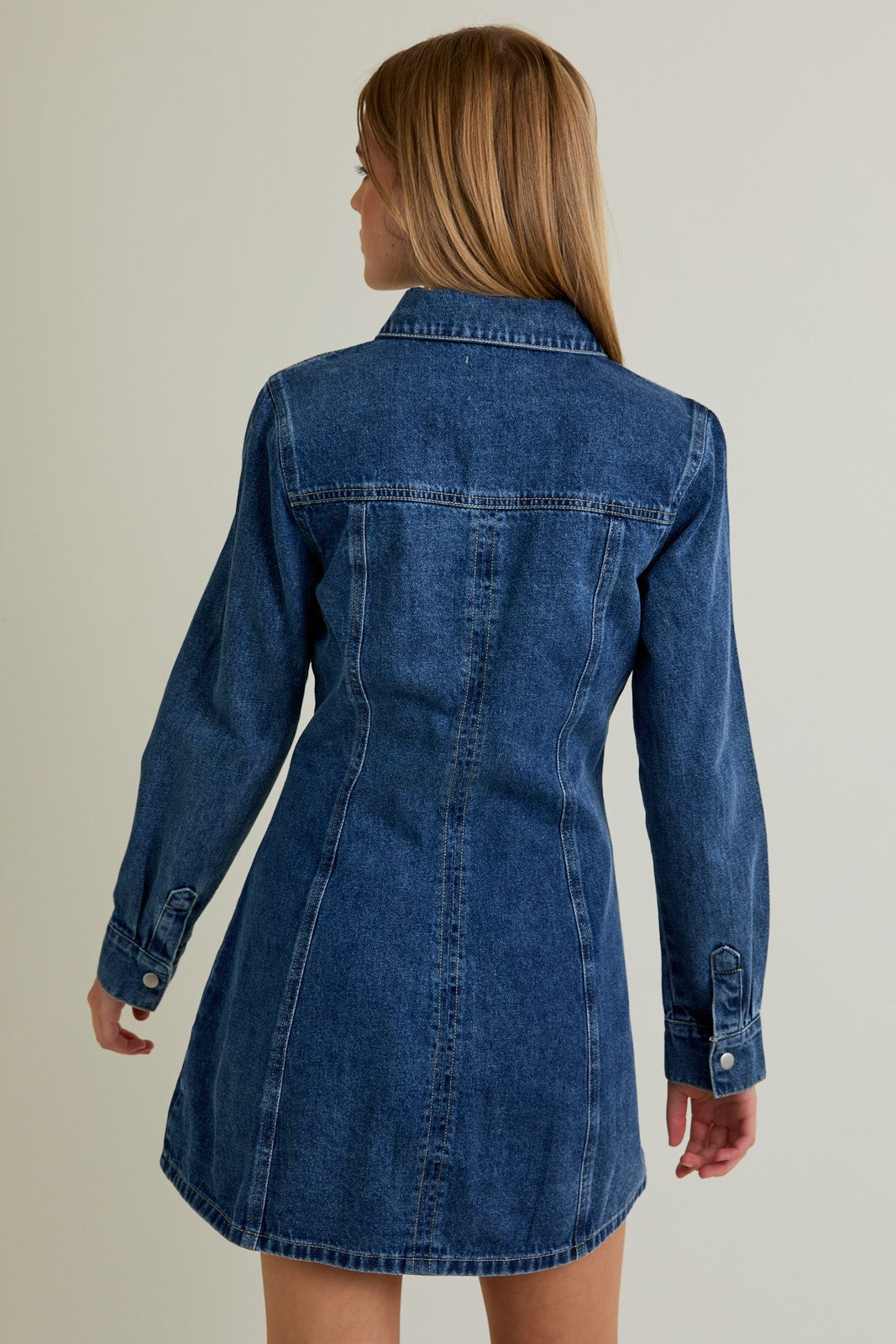 Denim Snap Button Mini Dress