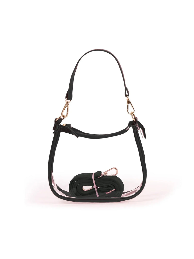 Desden Clara Clear Convertible Crossbody Bag Black Vegan Leather Stadium-Approved Bag