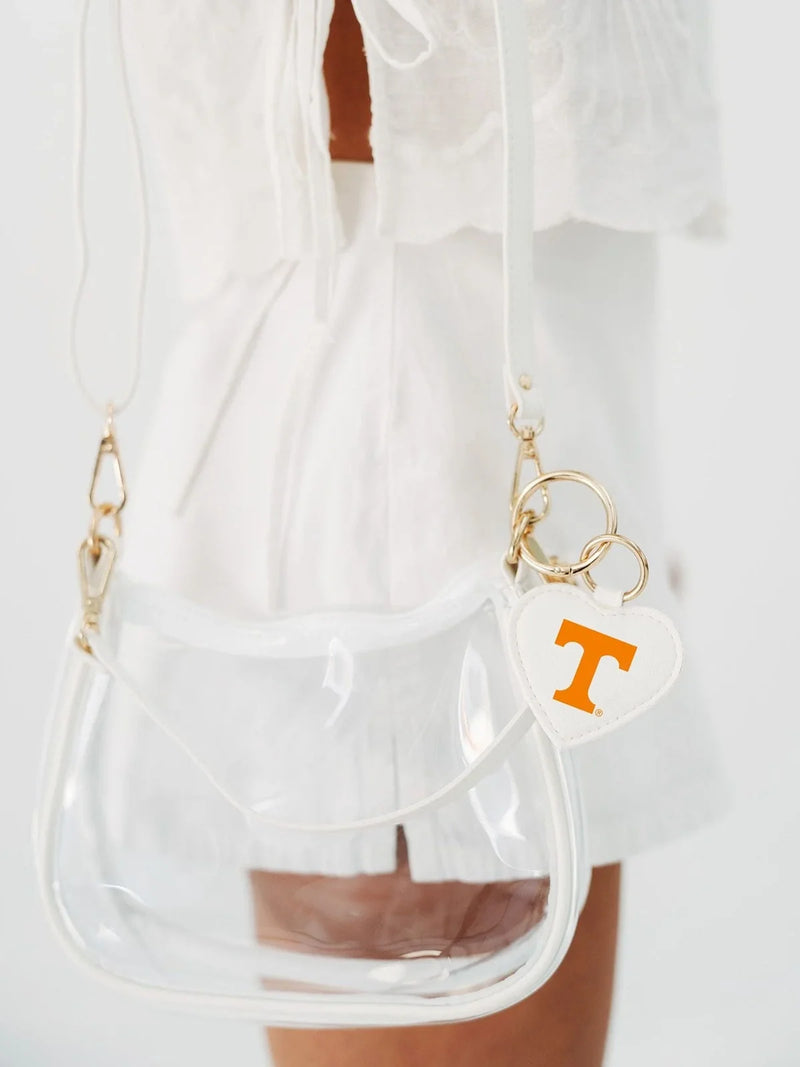 Tennessee Volunteers Clear Clara Purse with Power T Heart Charm White