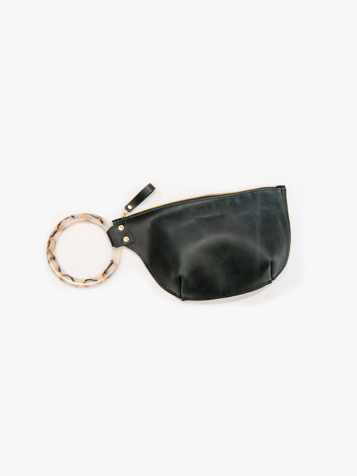 designed for joy inez ring handle wristlet in black