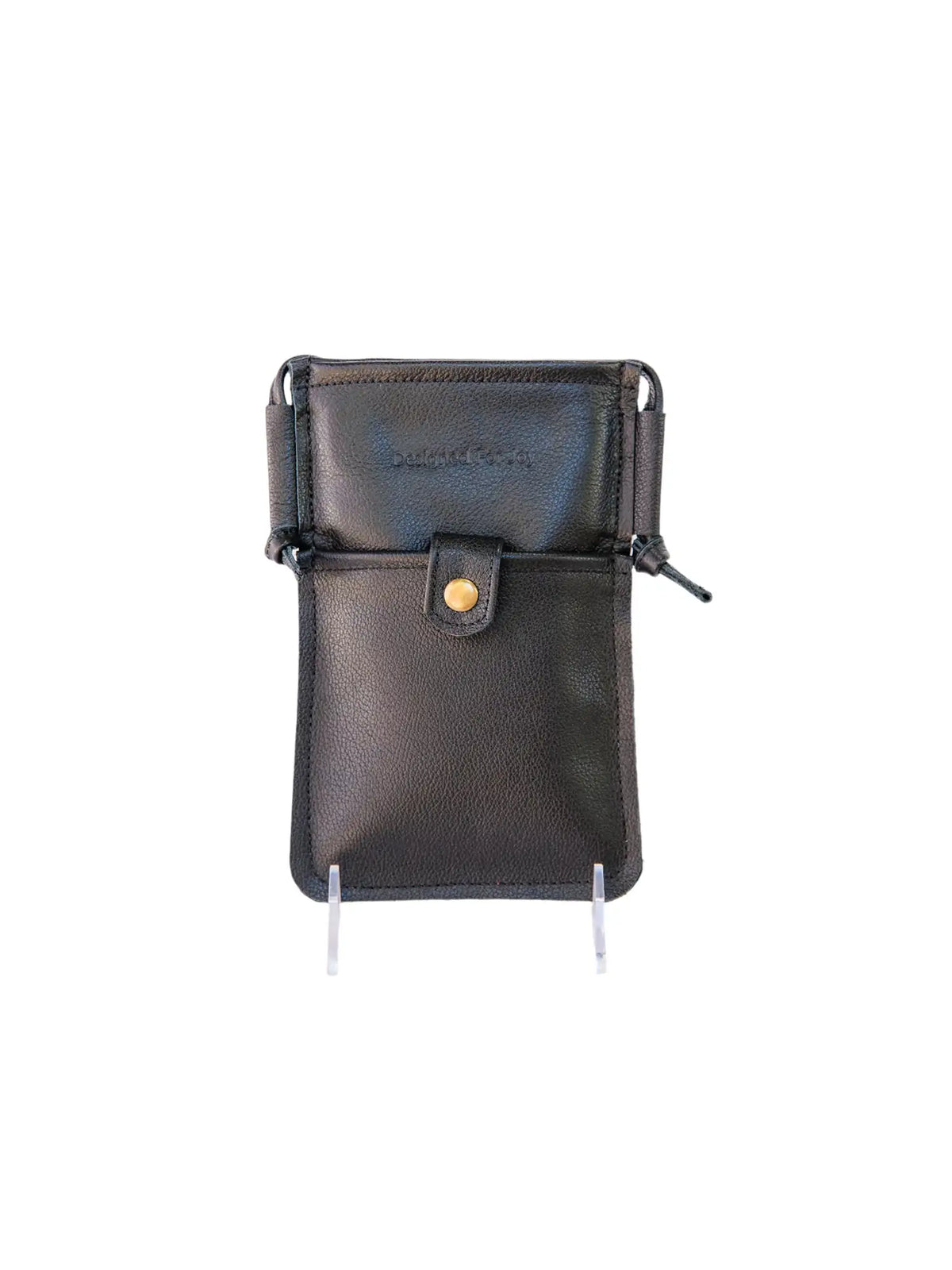 Designed For Joy Mae Leather Phone Crossbody Bag Black