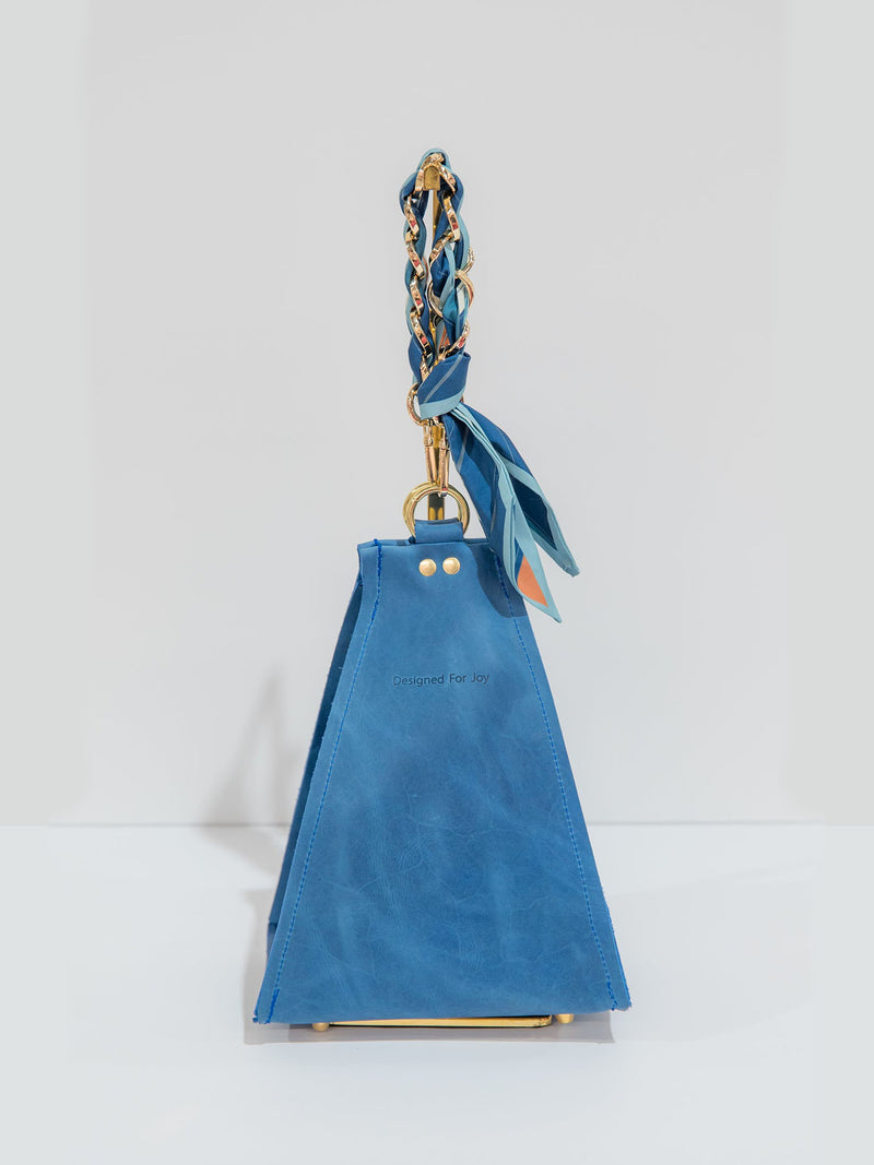 designed for joy millie scarf bucket bag in baltic blue