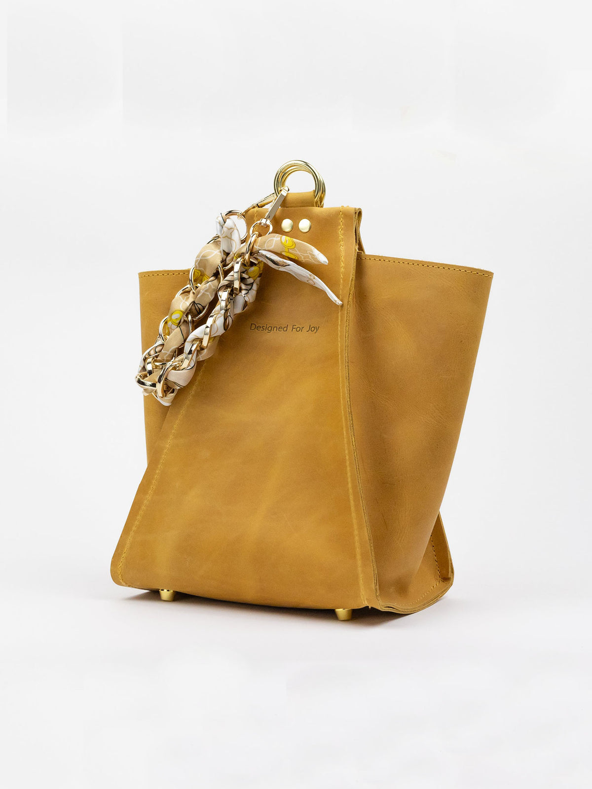 designed for joy millie scarf bucket bag in butterscotch