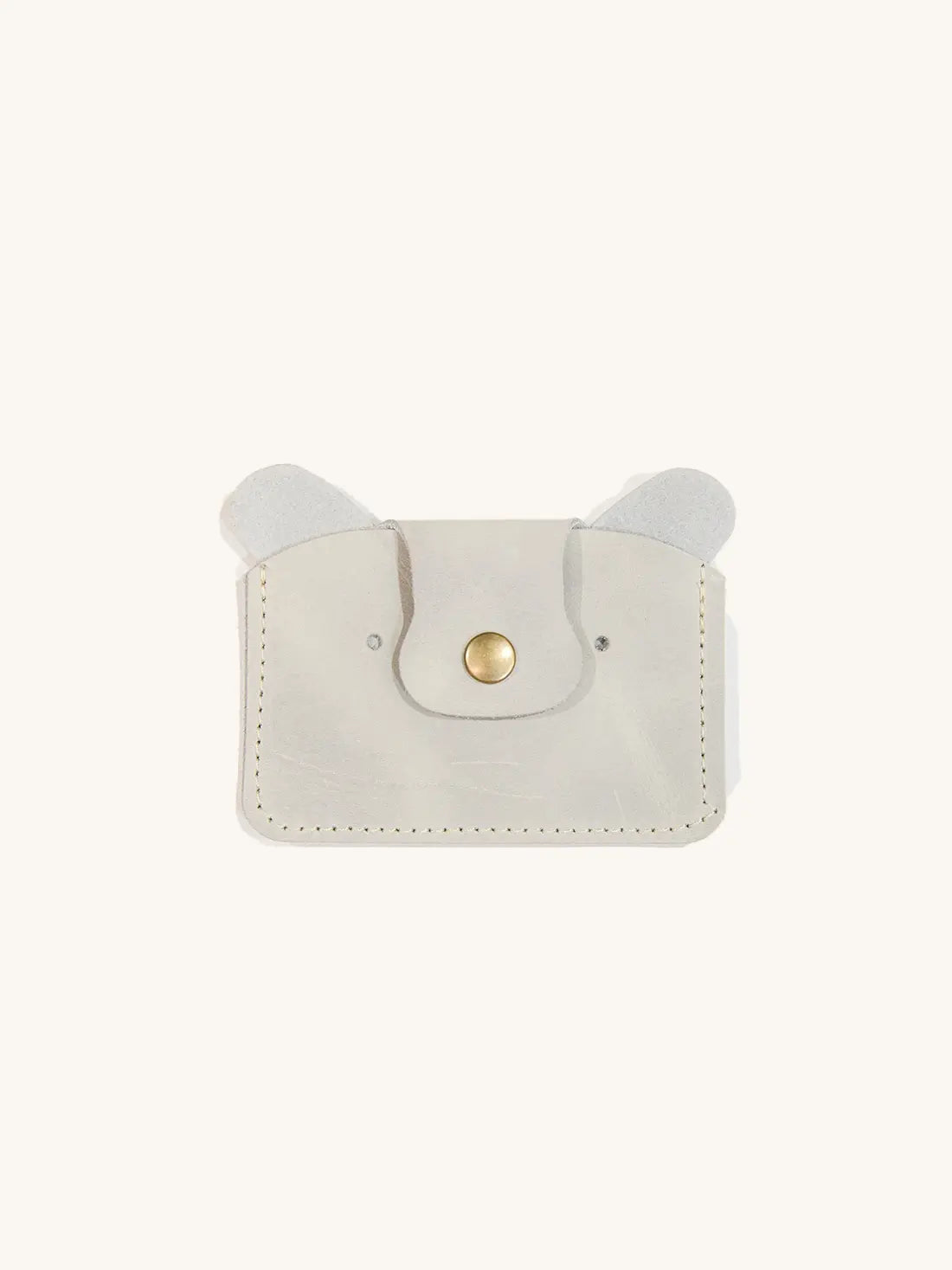 Designed For Joy Teddy Snap Card Wallet Gray Leather