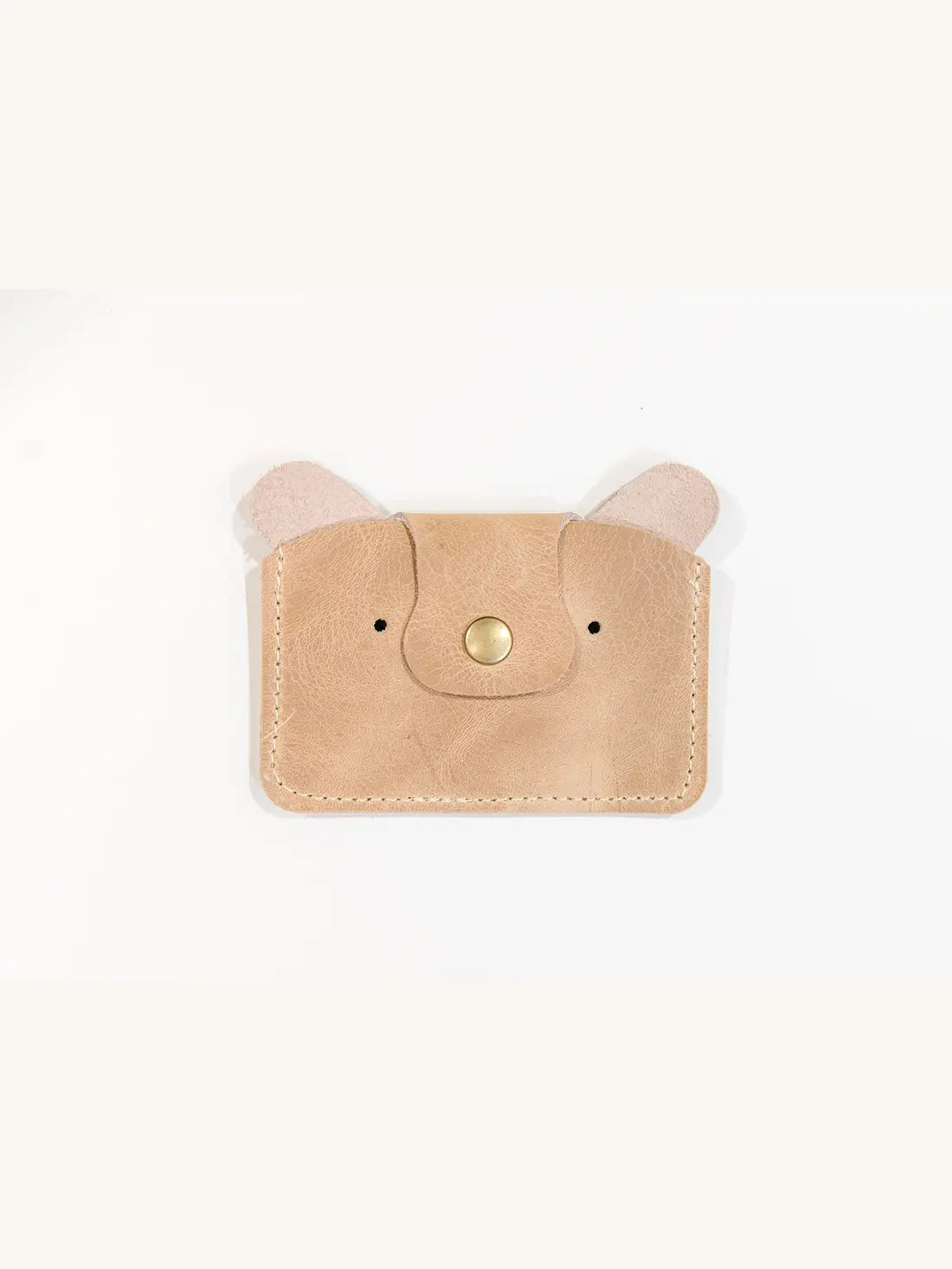 Designed For Joy Teddy Snap Card Wallet Tan Leather