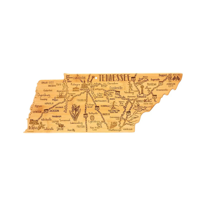 Destination Tennessee State Map Engraved Bamboo Wood Cutting & Serving Board 