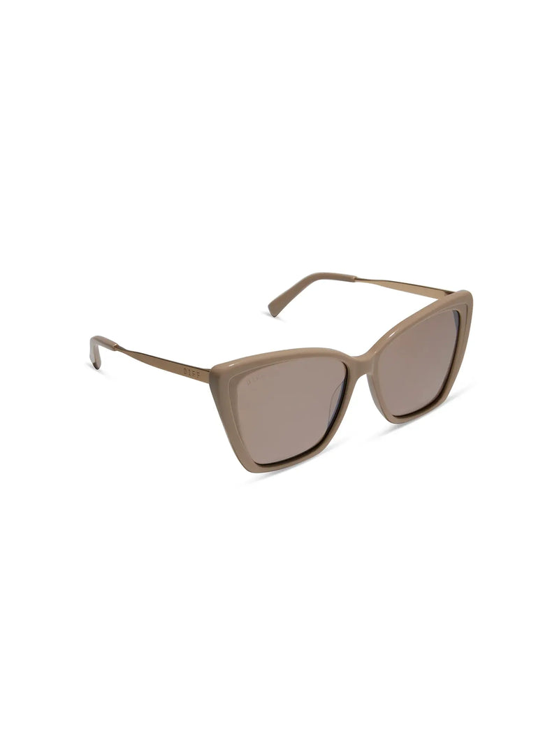 DIFF Eyewear Becky II Sunglasses: Brushed Gold Almond & Silver Flash