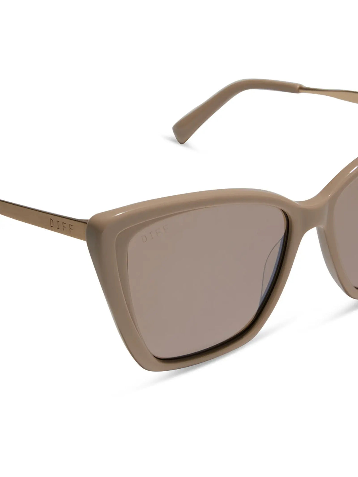 DIFF Eyewear Becky II Sunglasses: Brushed Gold Almond & Silver Flash