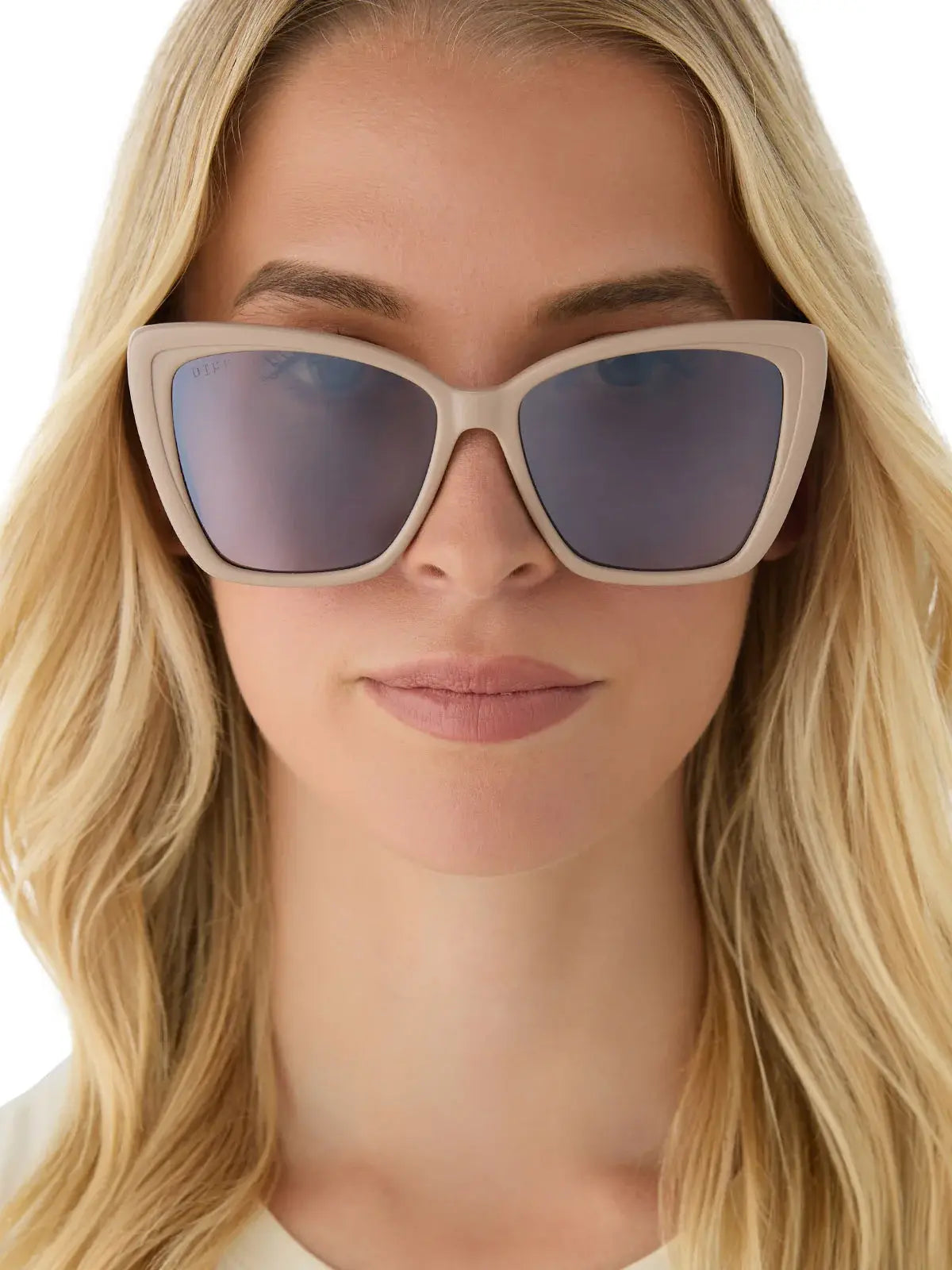 DIFF Eyewear Becky II Sunglasses: Brushed Gold Almond & Silver Flash