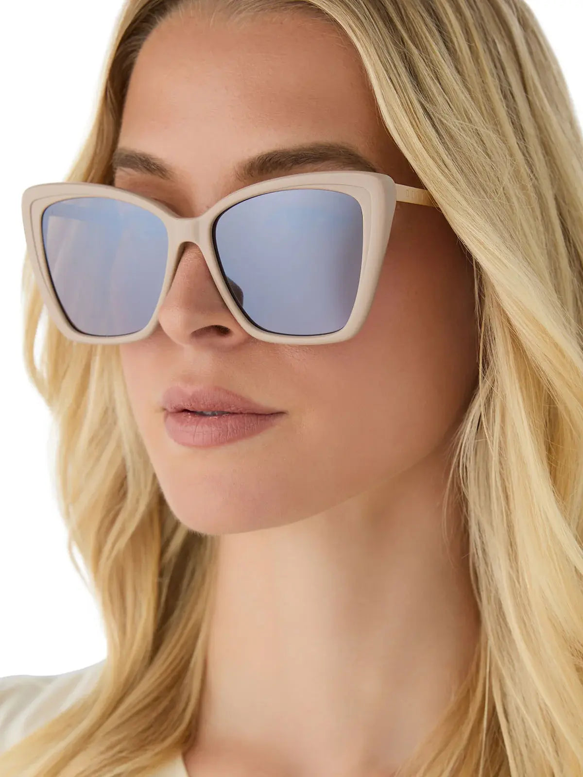 DIFF Eyewear Becky II Sunglasses: Brushed Gold Almond & Silver Flash