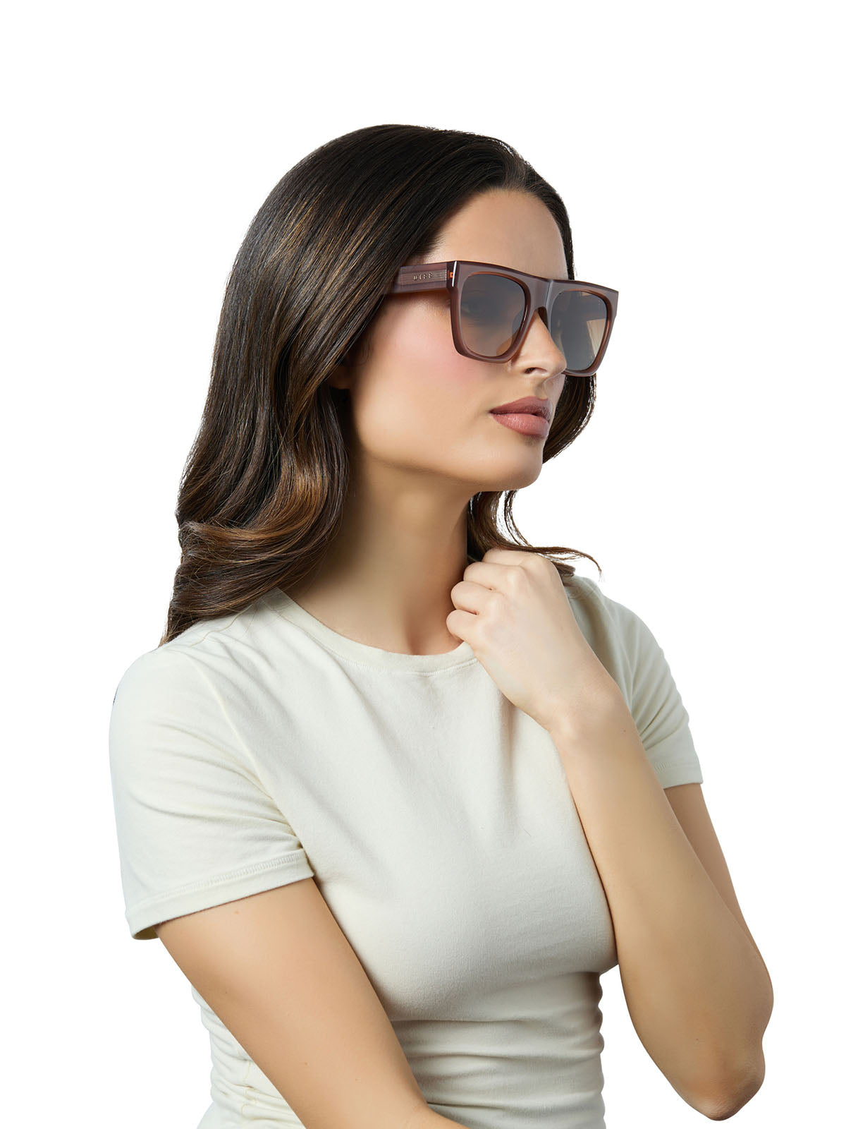 DIFF Eyewear Easton Sunglasses in Macchiato Brown Gradient Polarized