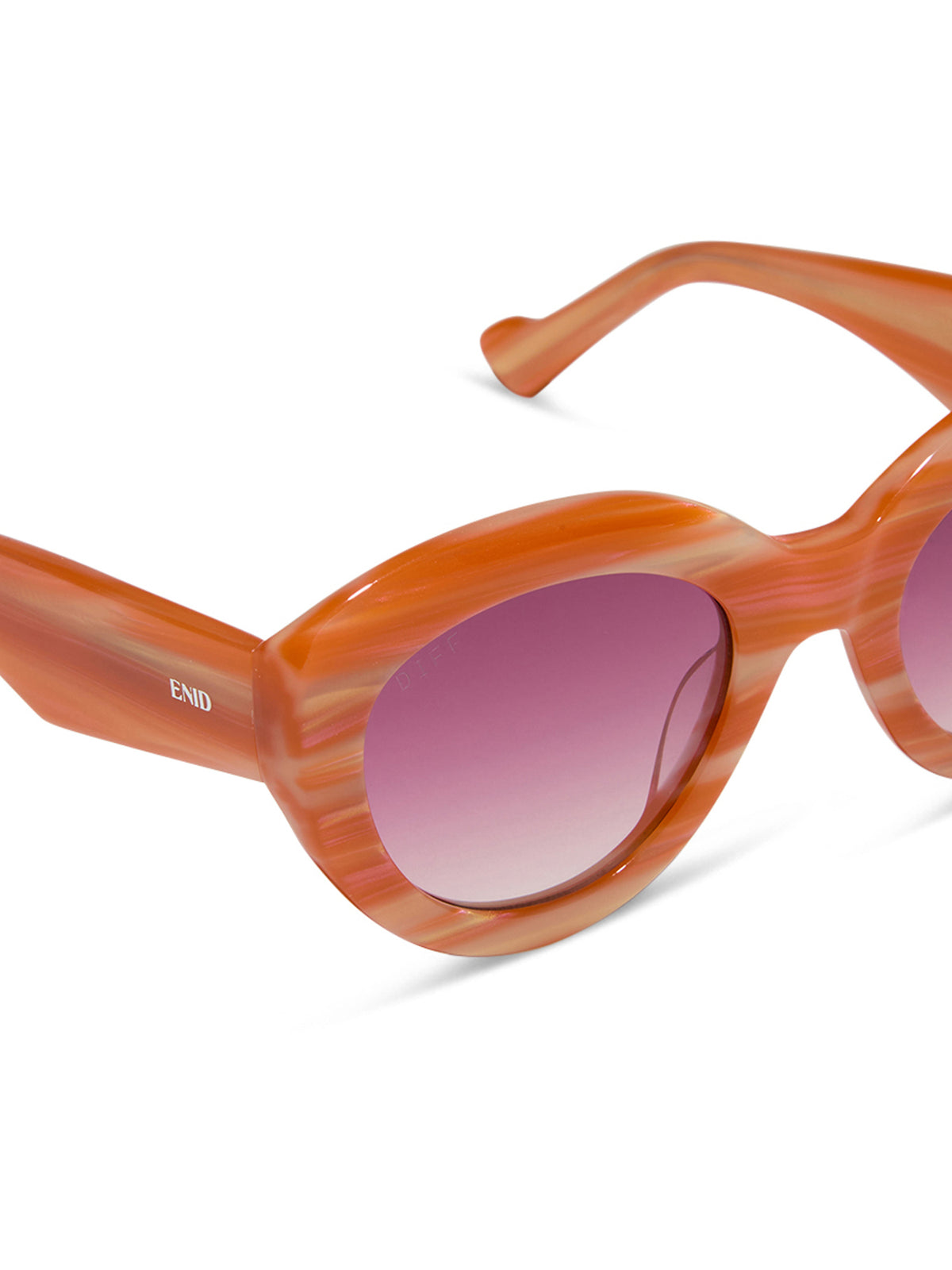 DIFF Eyewear Enid Sinclair Sunglasses in Orange Pink Stripe Wine Gradient