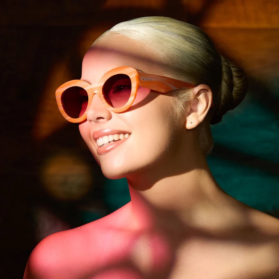 DIFF Eyewear Enid Sinclair Sunglasses: Orange Pink Stripe Wine